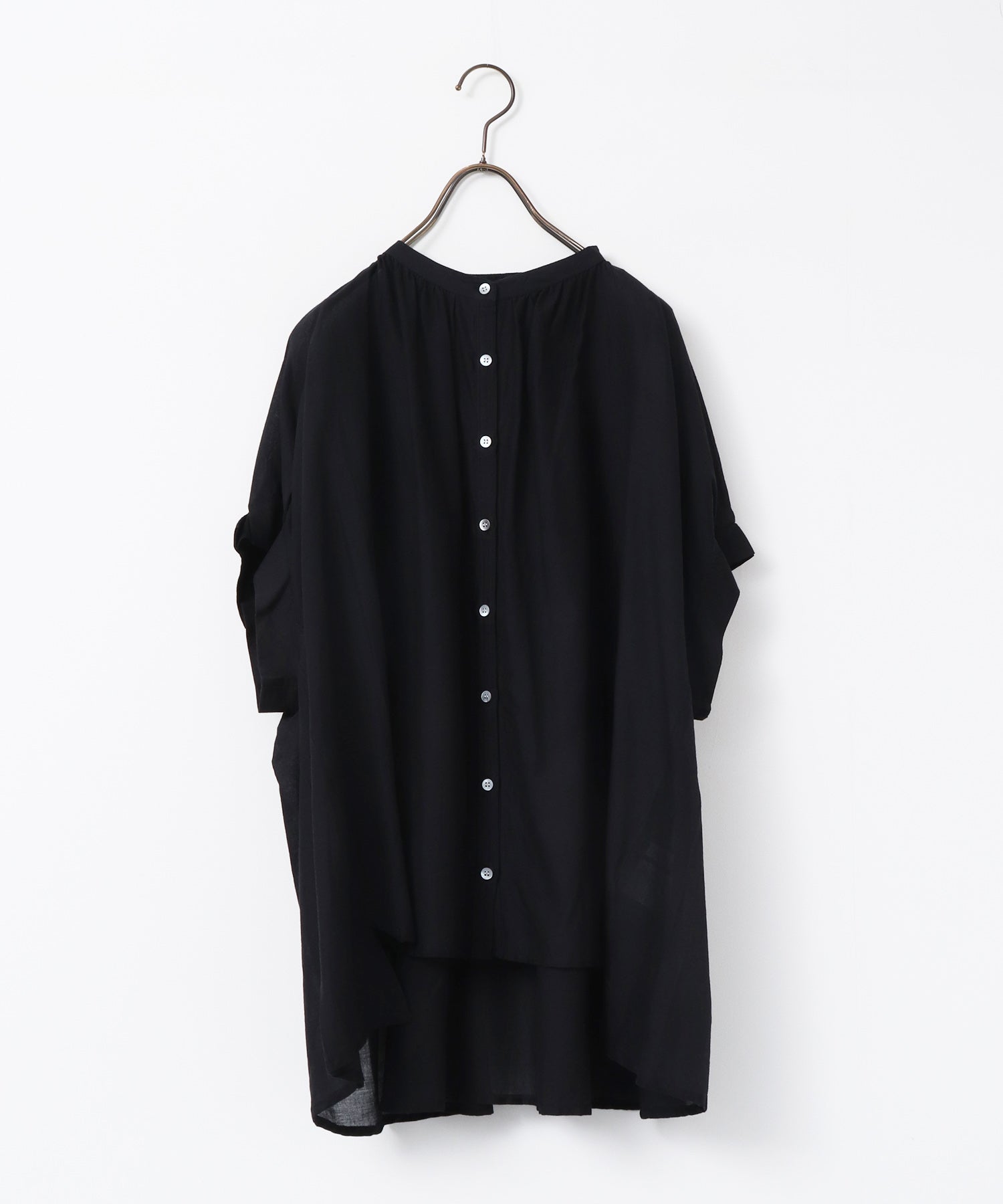 EMBROIDERED PANELS COTTON VOILE BLOUSE