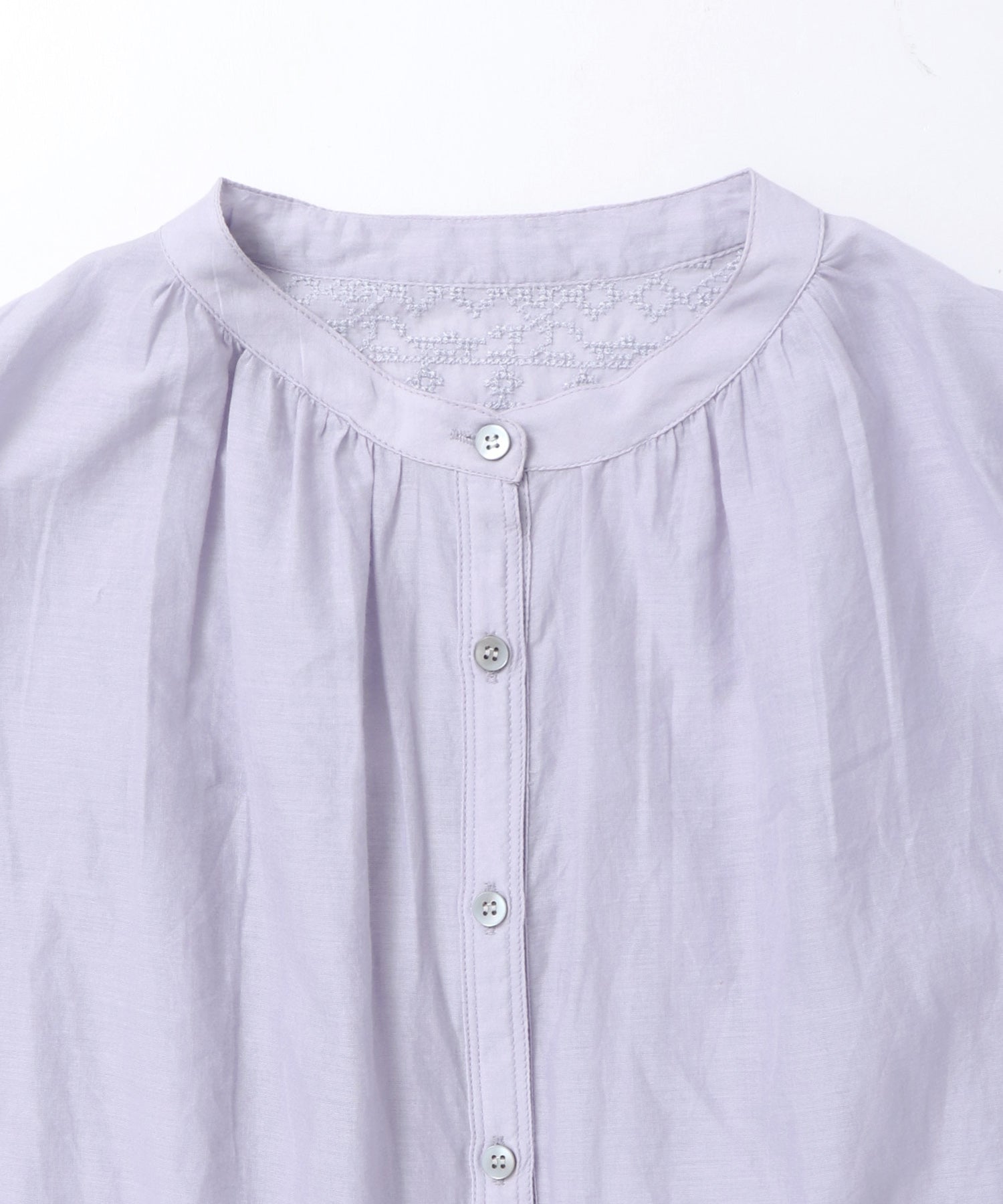 EMBROIDERED PANELS COTTON VOILE BLOUSE