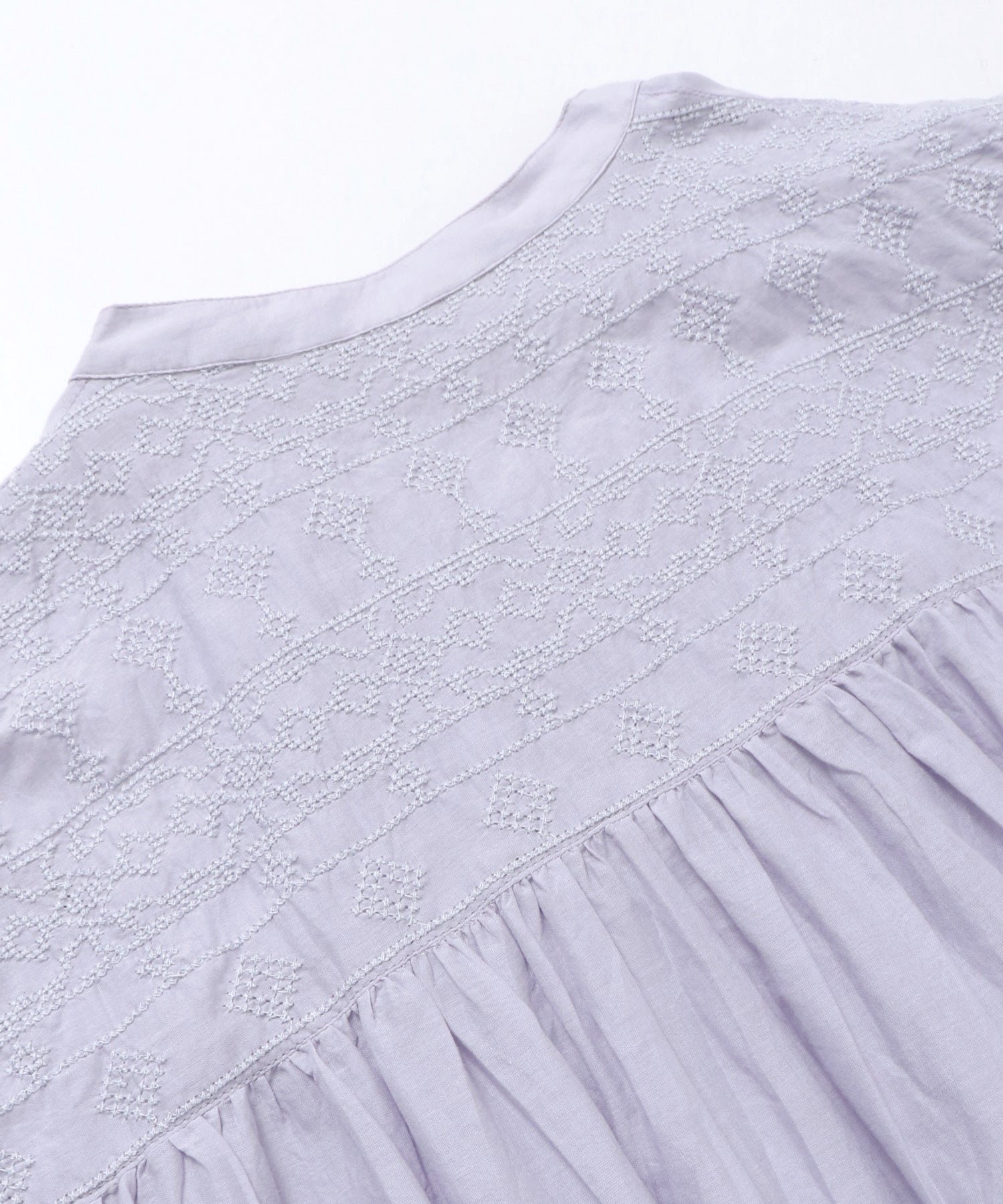 EMBROIDERED PANELS COTTON VOILE BLOUSE
