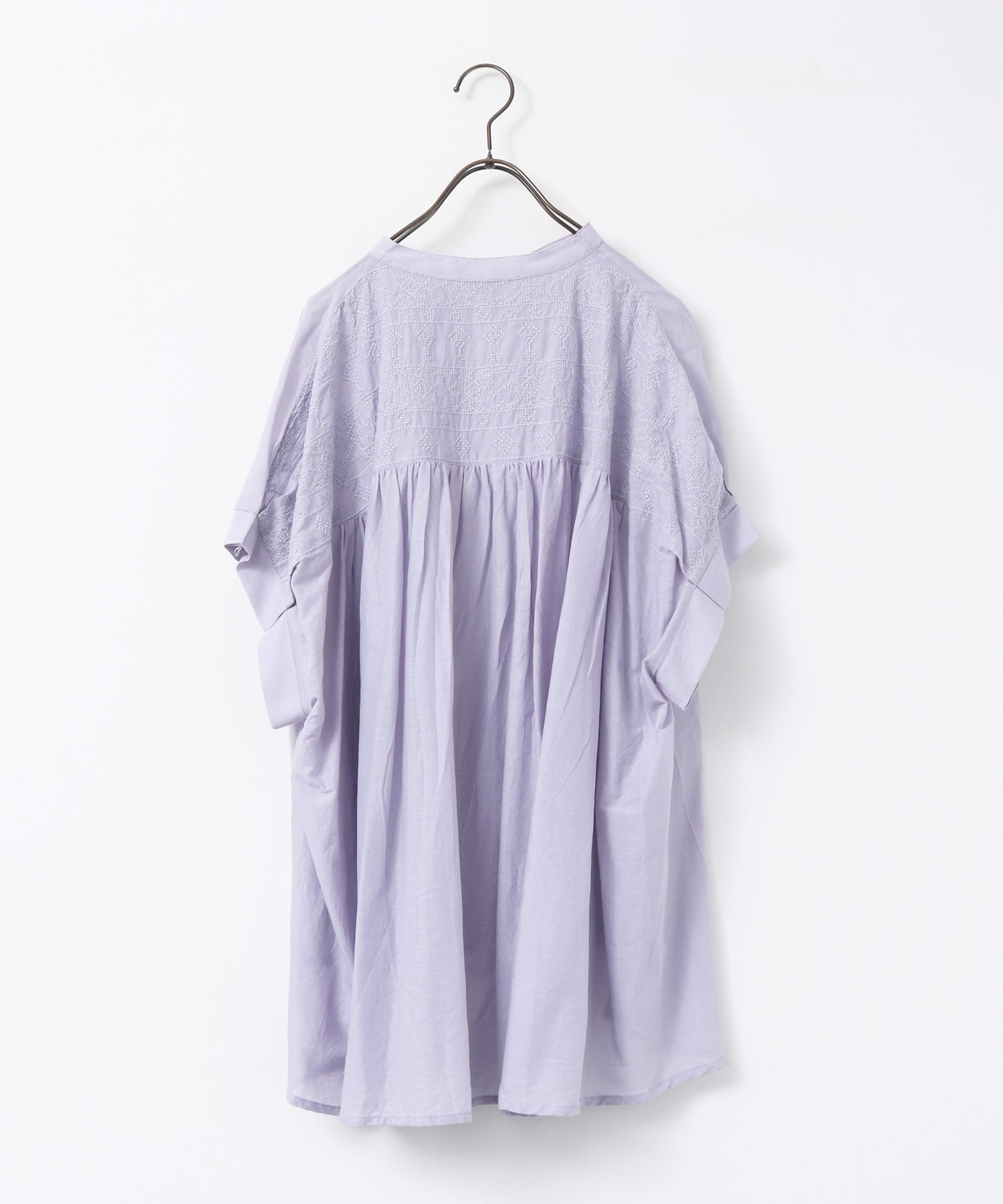 EMBROIDERED PANELS COTTON VOILE BLOUSE