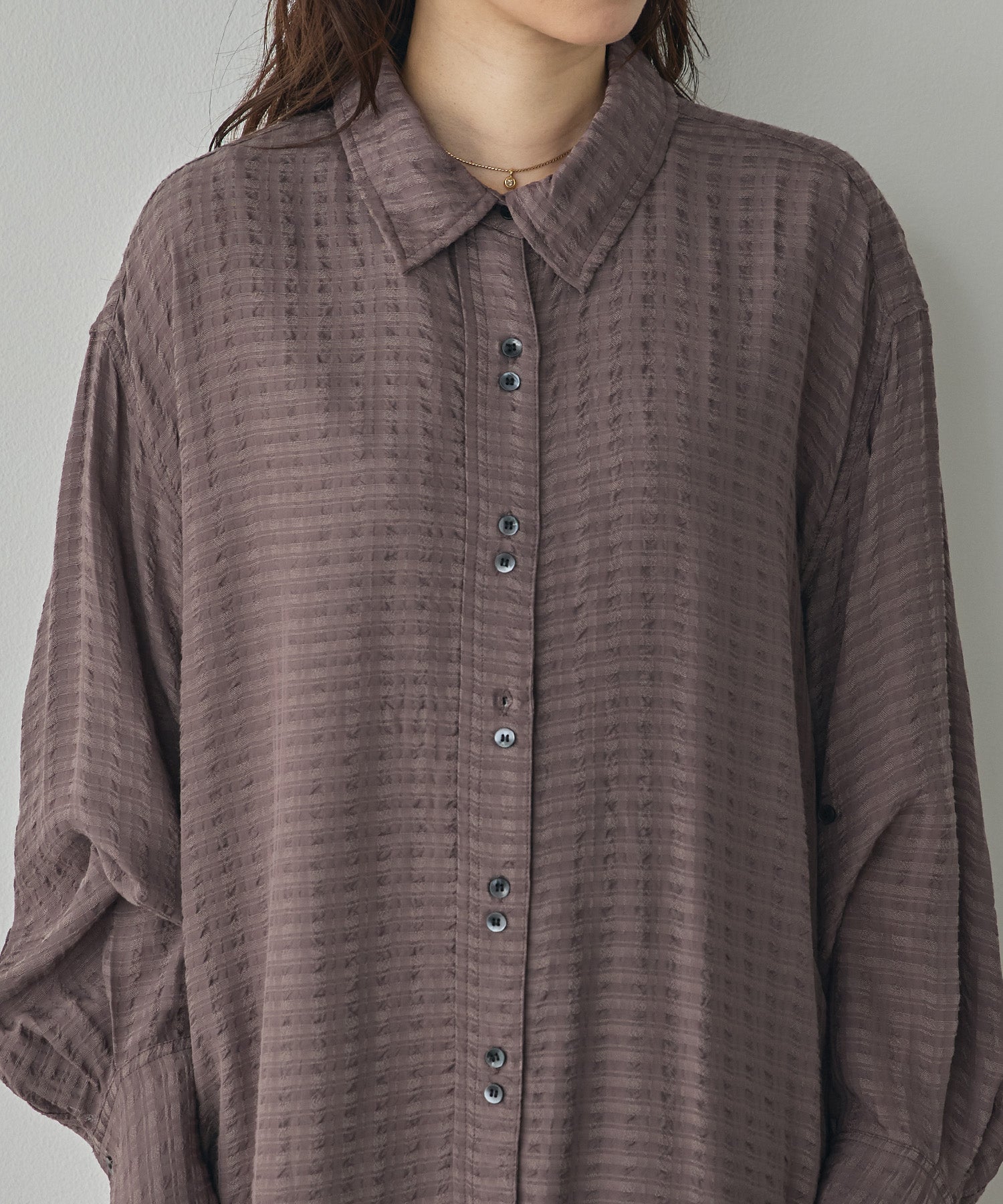 DOBBY CHECK 2-WAY SLEEVE OVERSIZED SHIRT