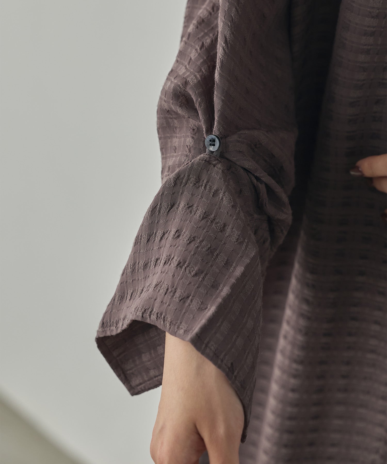 DOBBY CHECK 2-WAY SLEEVE OVERSIZED SHIRT
