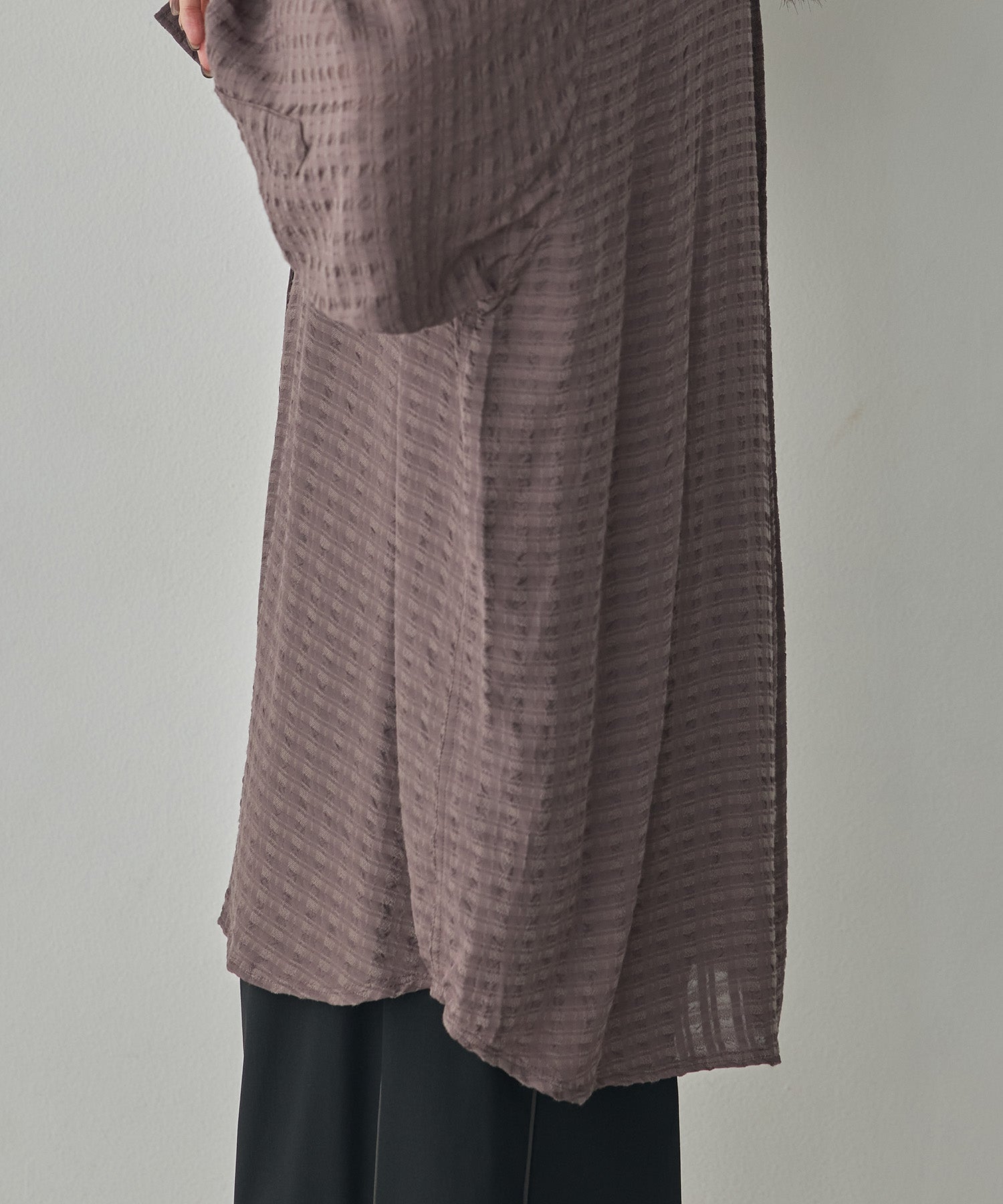 DOBBY CHECK 2-WAY SLEEVE OVERSIZED SHIRT