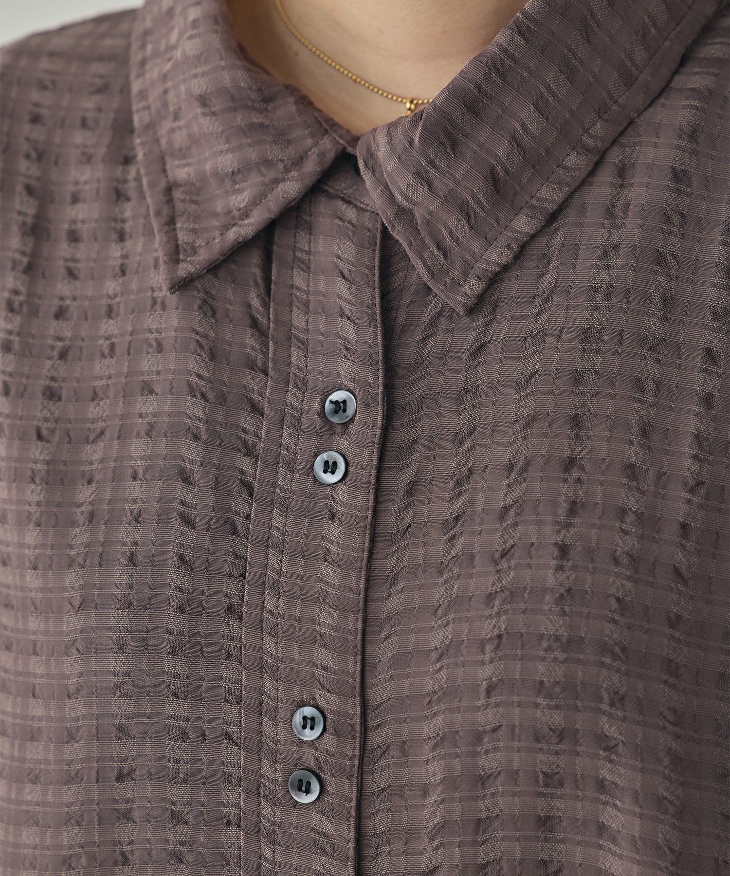 DOBBY CHECK 2-WAY SLEEVE OVERSIZED SHIRT