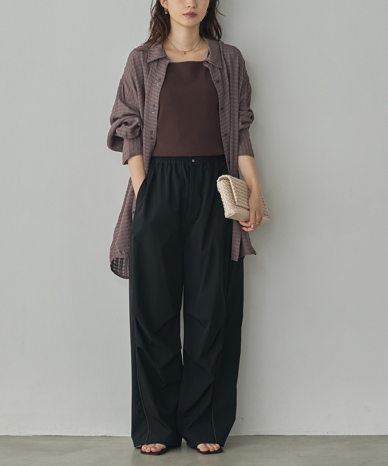DOBBY CHECK 2-WAY SLEEVE OVERSIZED SHIRT