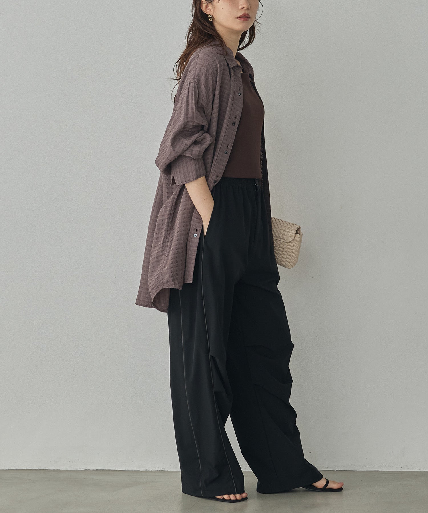 DOBBY CHECK 2-WAY SLEEVE OVERSIZED SHIRT