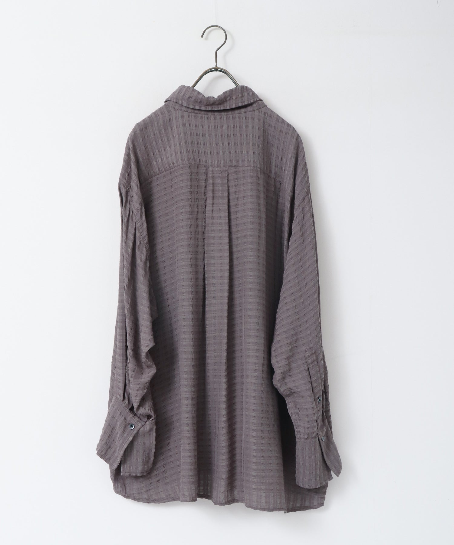 DOBBY CHECK 2-WAY SLEEVE OVERSIZED SHIRT