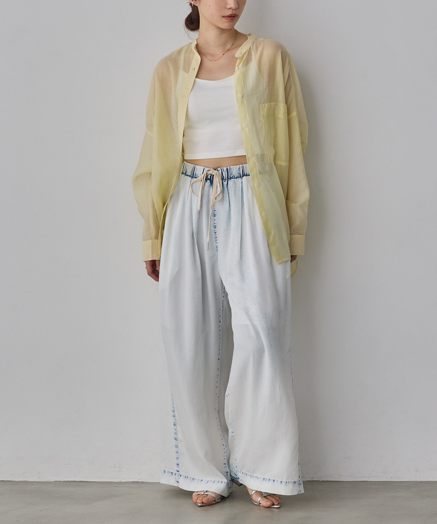 [LIMITED]  SHEER BAND COLLAR OVERSHIRT