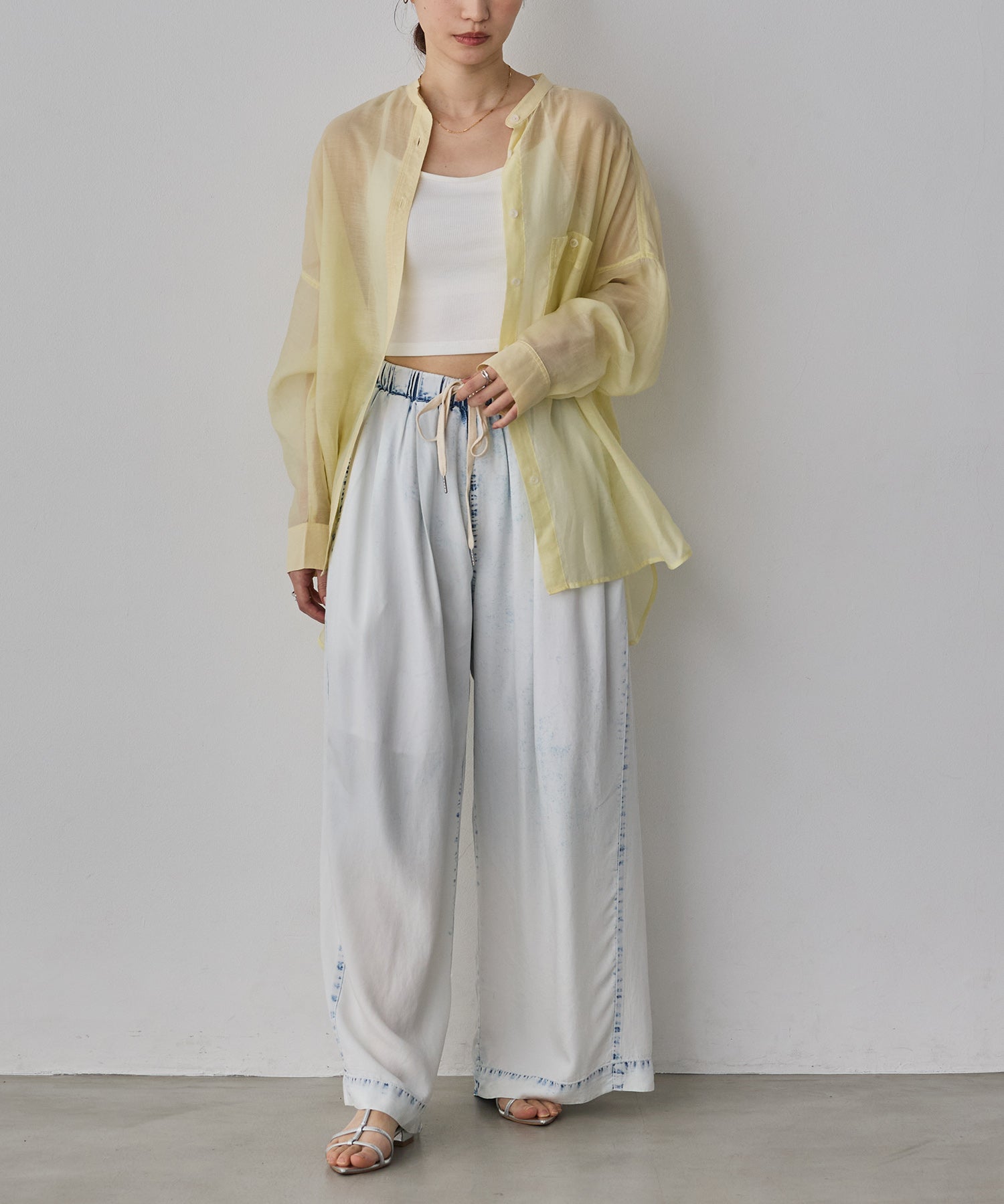 [LIMITED]  SHEER BAND COLLAR OVERSHIRT