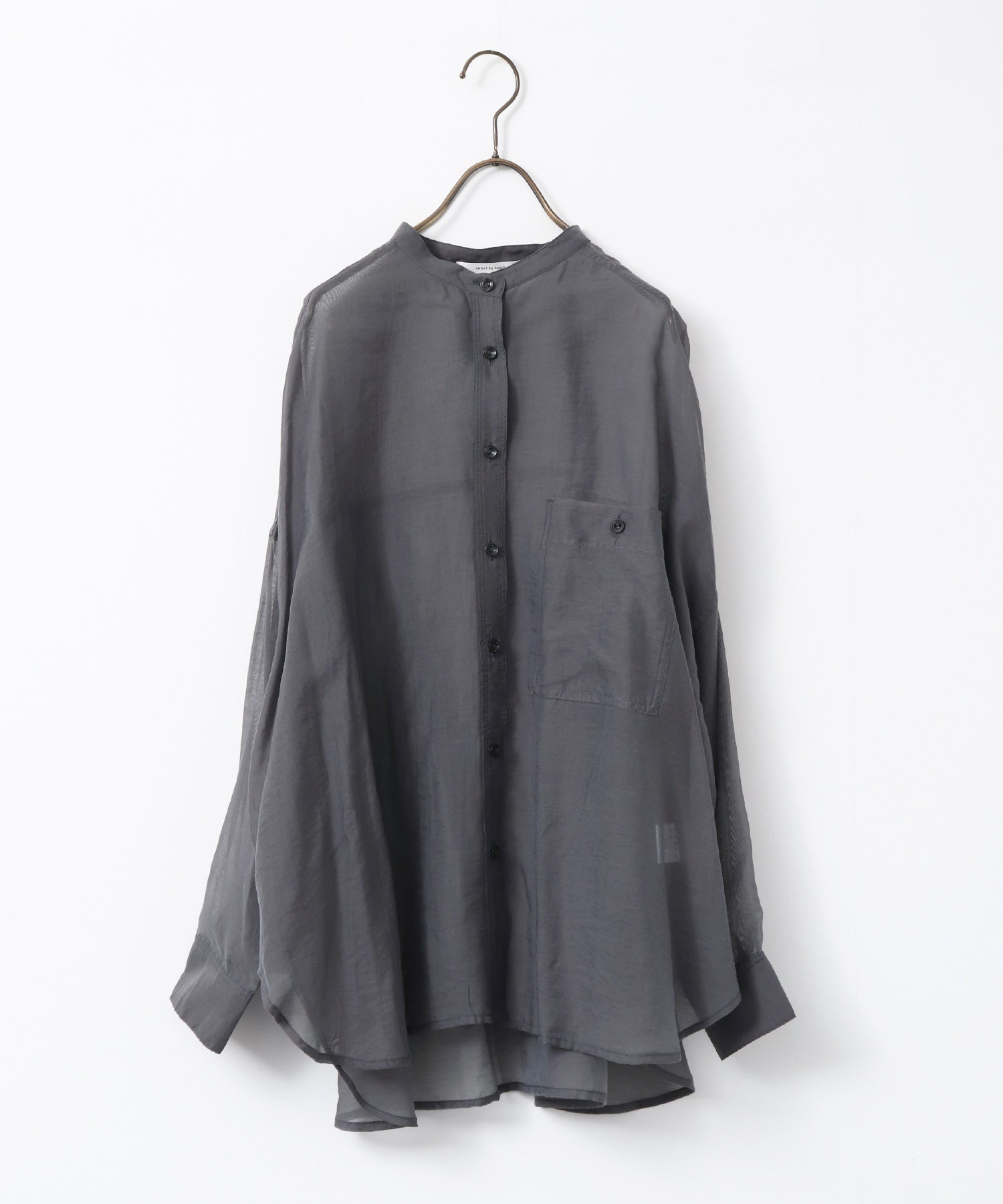[LIMITED]  SHEER BAND COLLAR OVERSHIRT