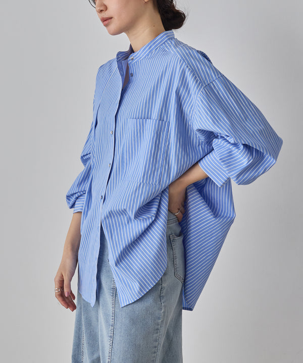 [Limited]Band Collar Over Design Shirt