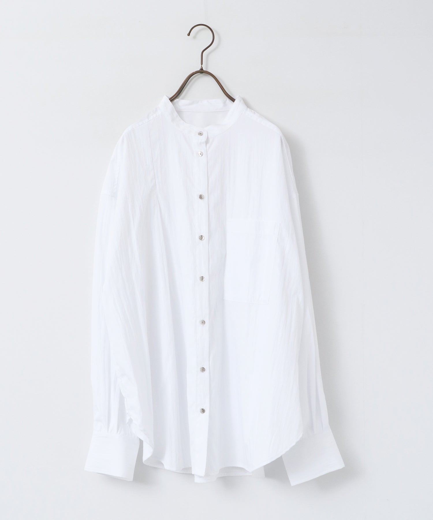 【WEB限定/別注】【イージーケア】バンドカラーオーバーデザインシャツ