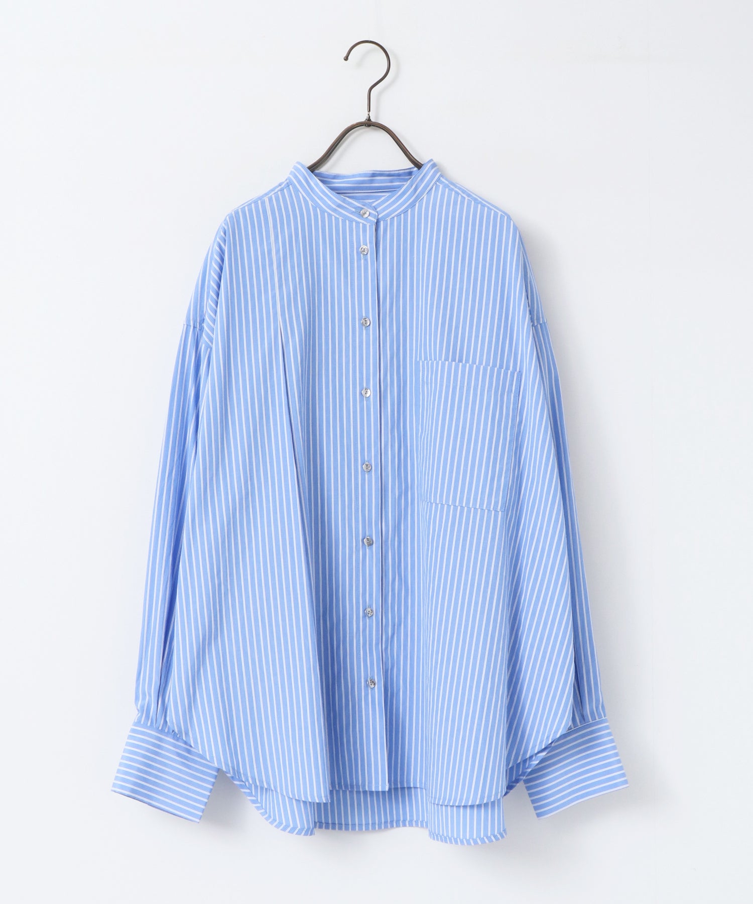 【WEB限定/別注】【イージーケア】バンドカラーオーバーデザインシャツ