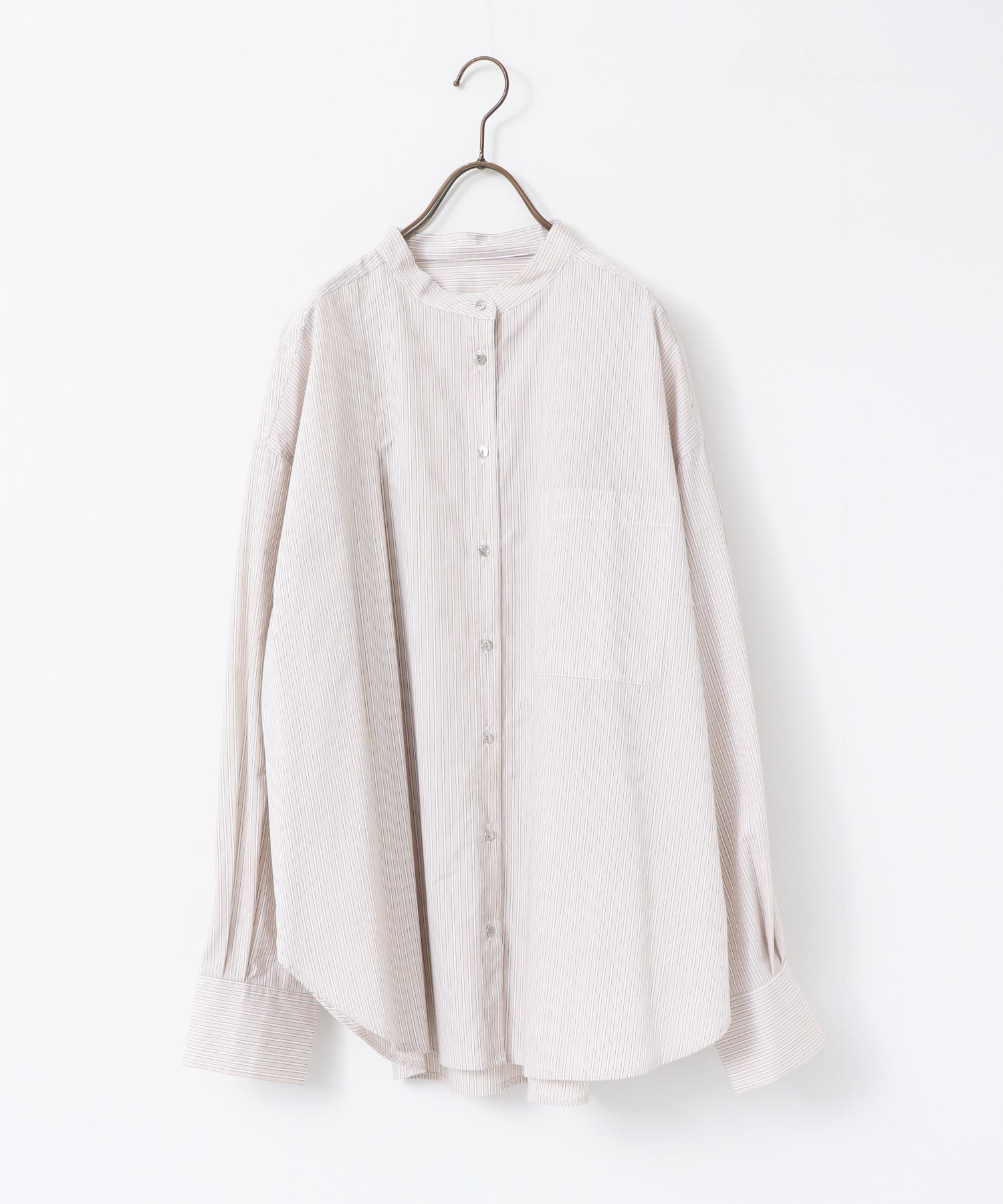 【WEB限定/別注】【イージーケア】バンドカラーオーバーデザインシャツ