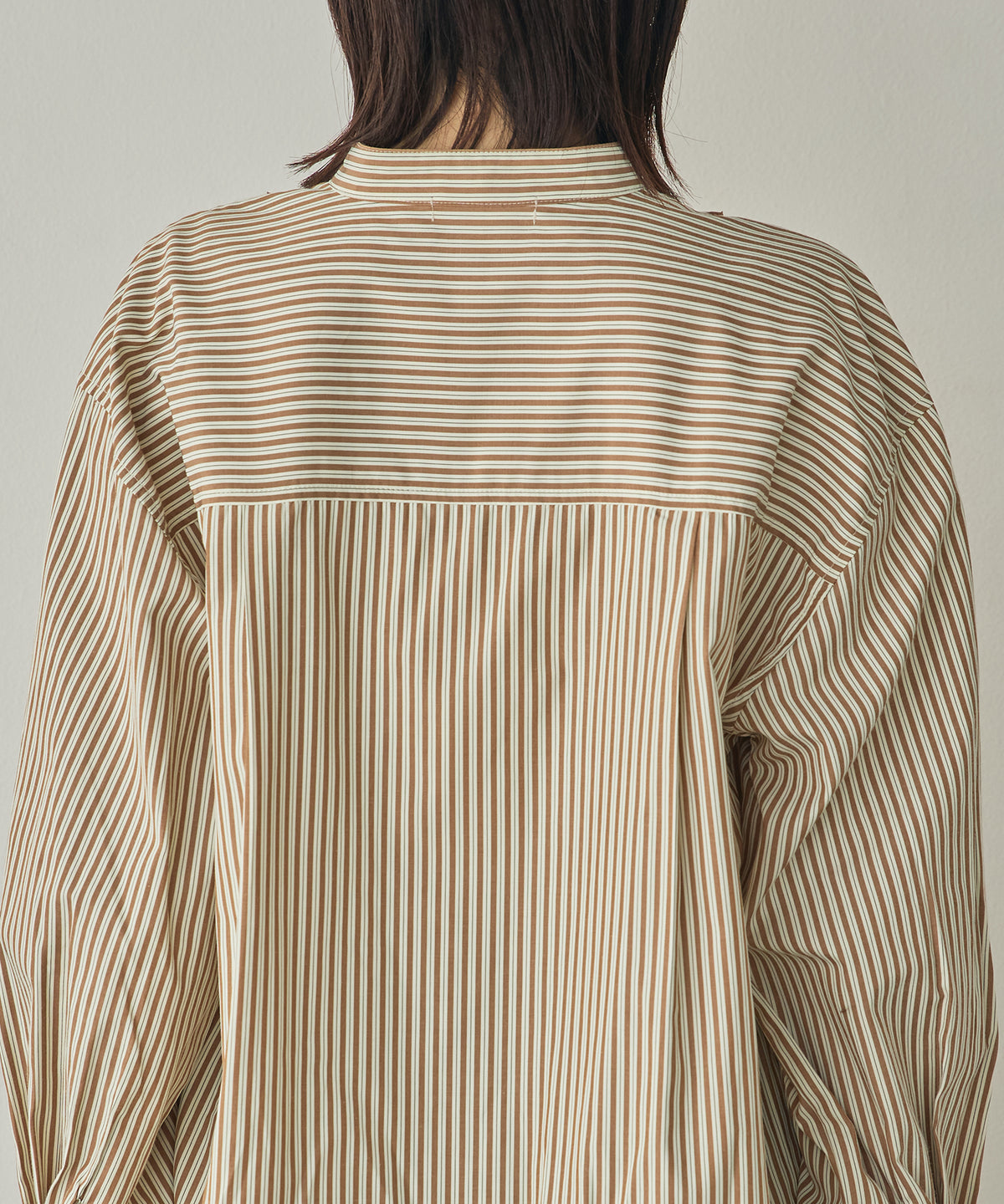 [LIMITED] SLUB-DENIM STRIPED RUFFLED SHIRT