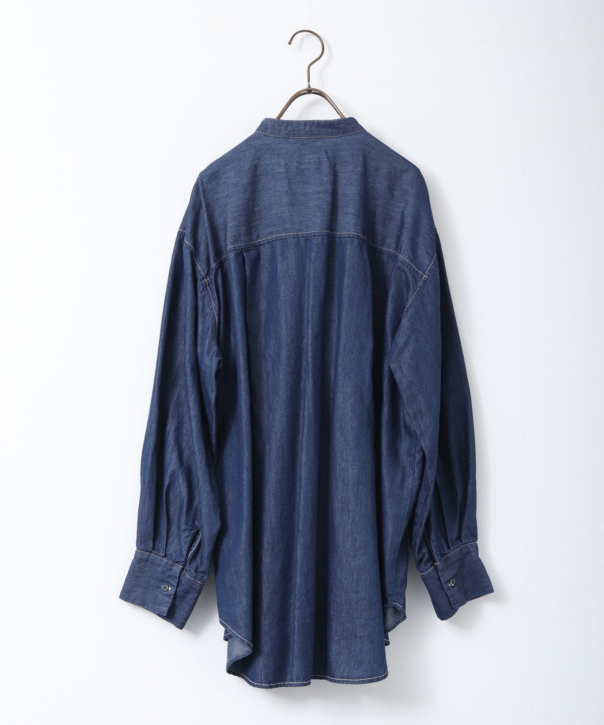 [LIMITED] SLUB-DENIM STRIPED RUFFLED SHIRT