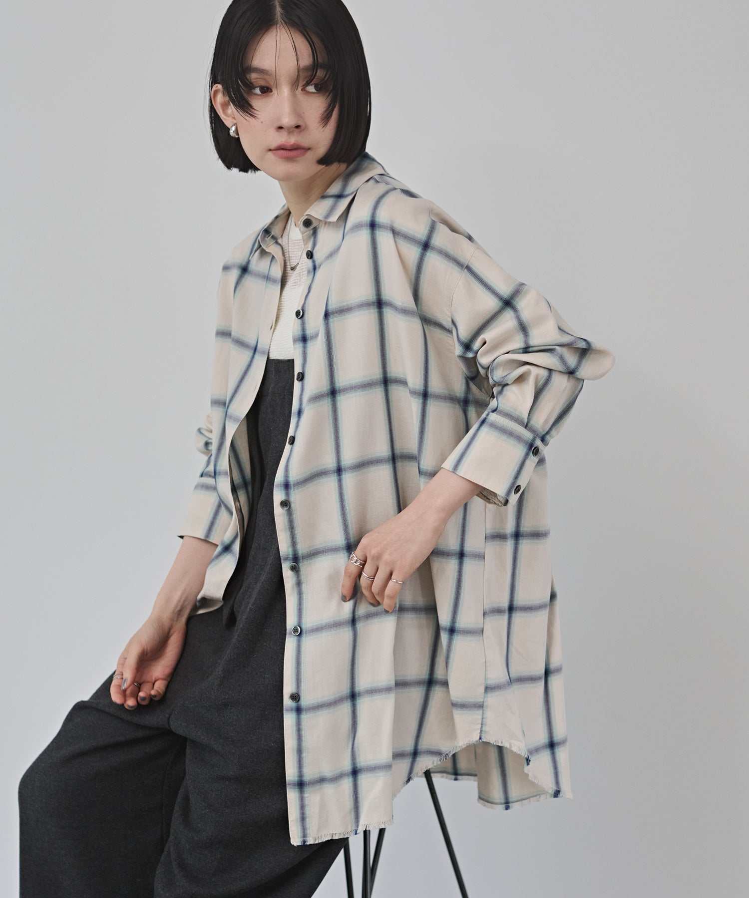 【新色追加】オンブレチェック オーバーシャツ