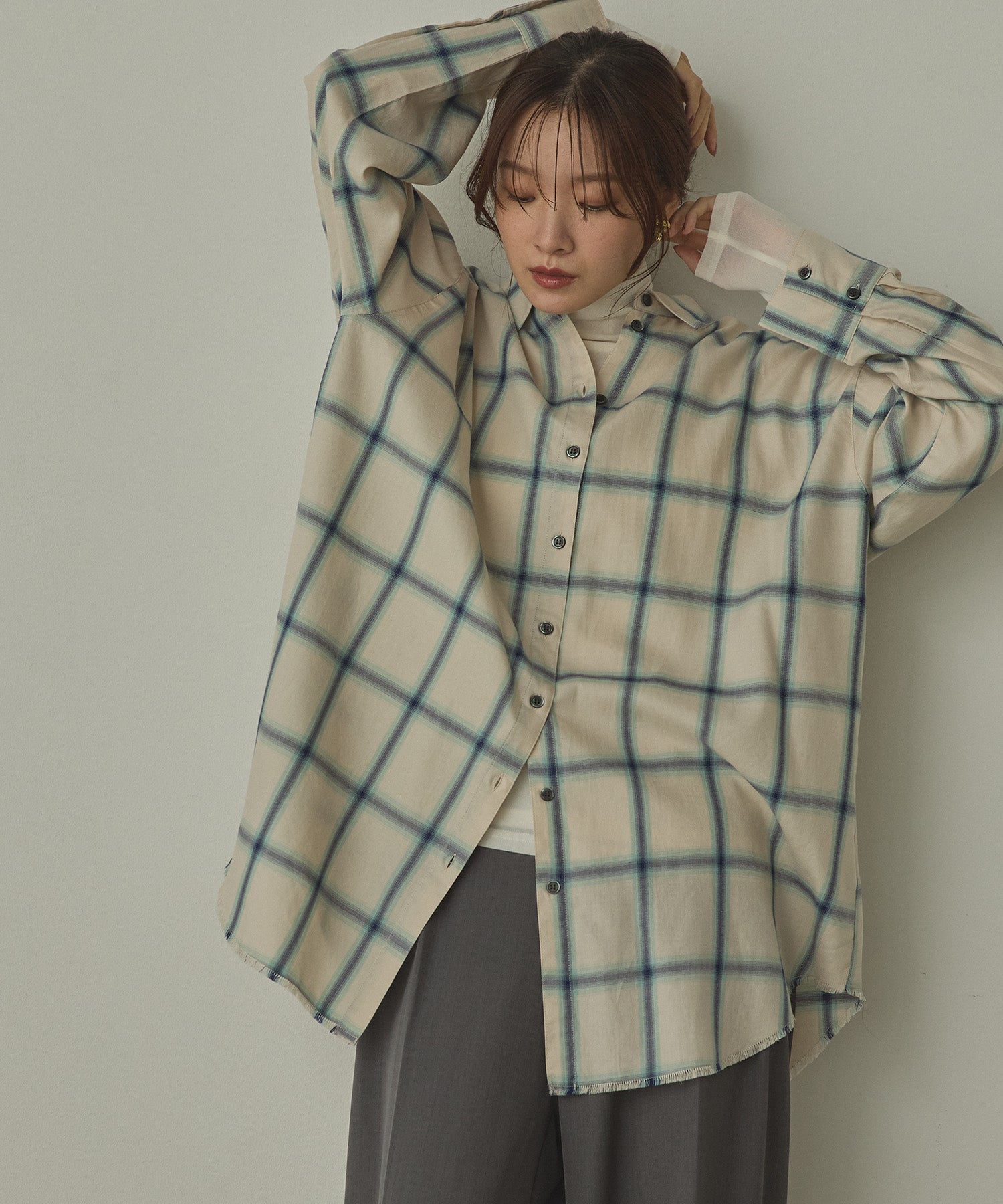 【新色追加】オンブレチェック オーバーシャツ