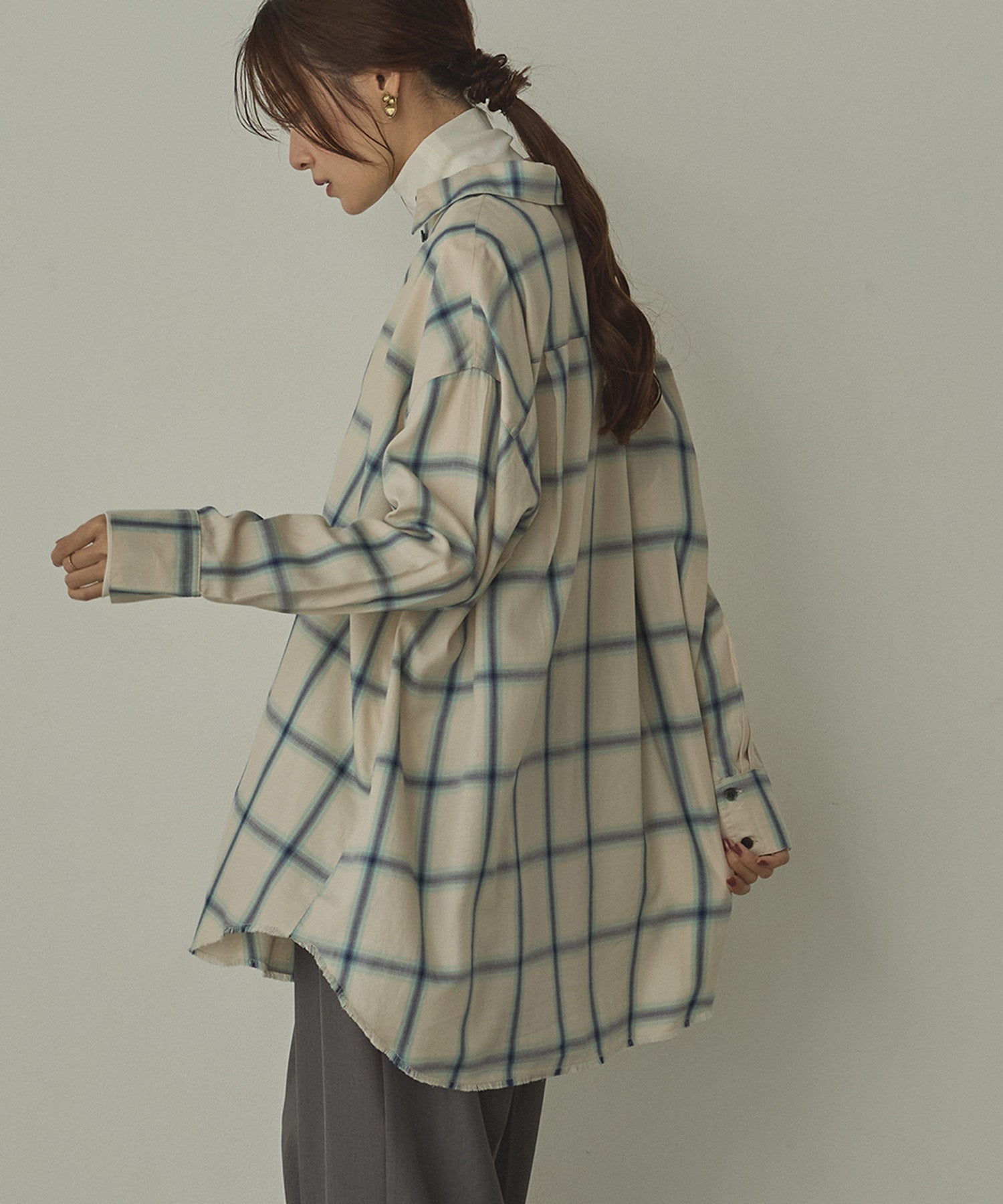 【新色追加】オンブレチェック オーバーシャツ