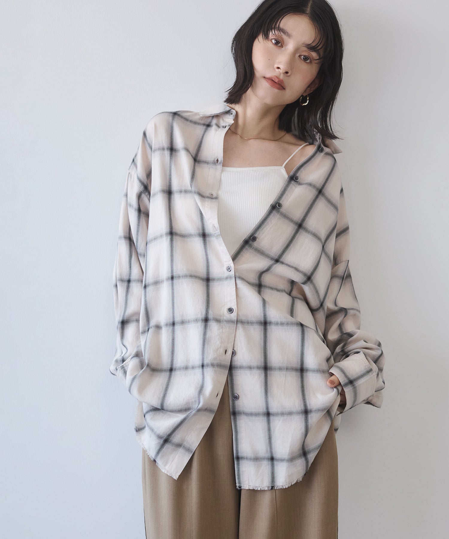 【新色追加】オンブレチェック オーバーシャツ