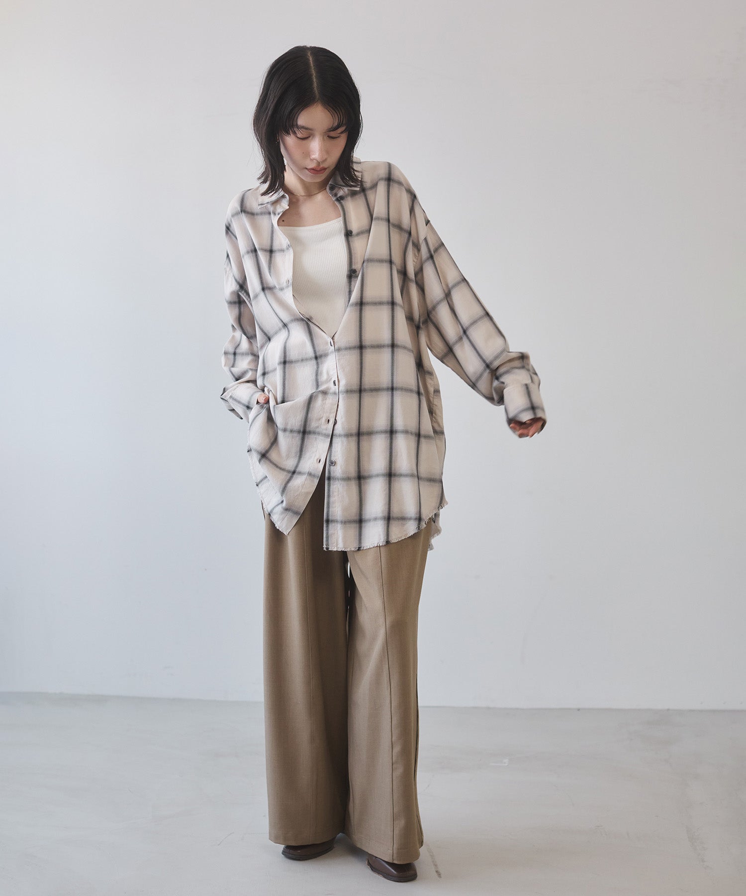 【新色追加】オンブレチェック オーバーシャツ