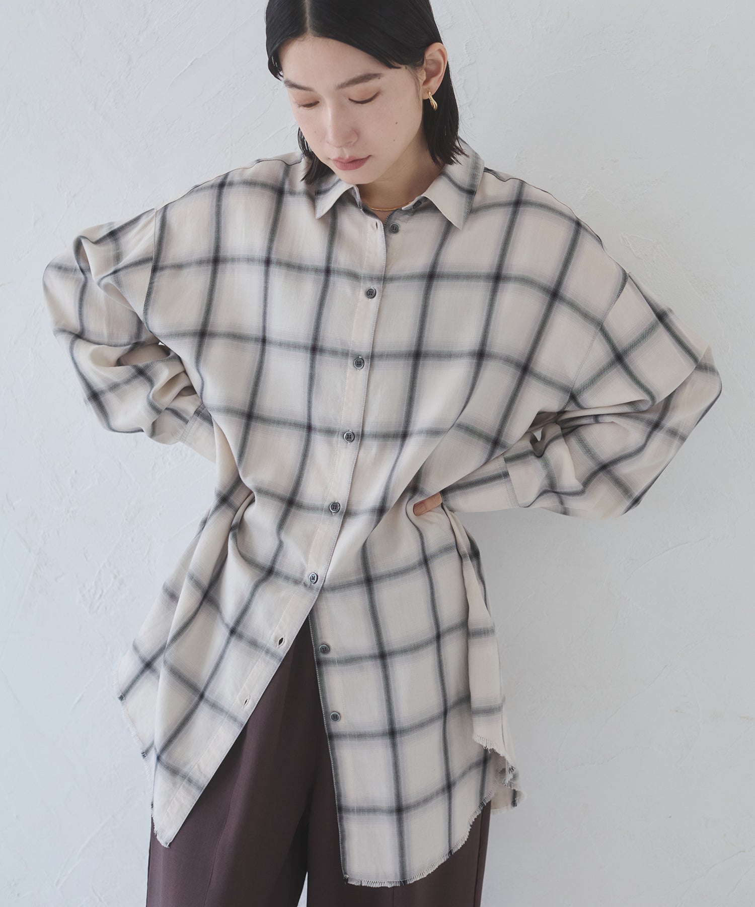 【新色追加】オンブレチェック オーバーシャツ