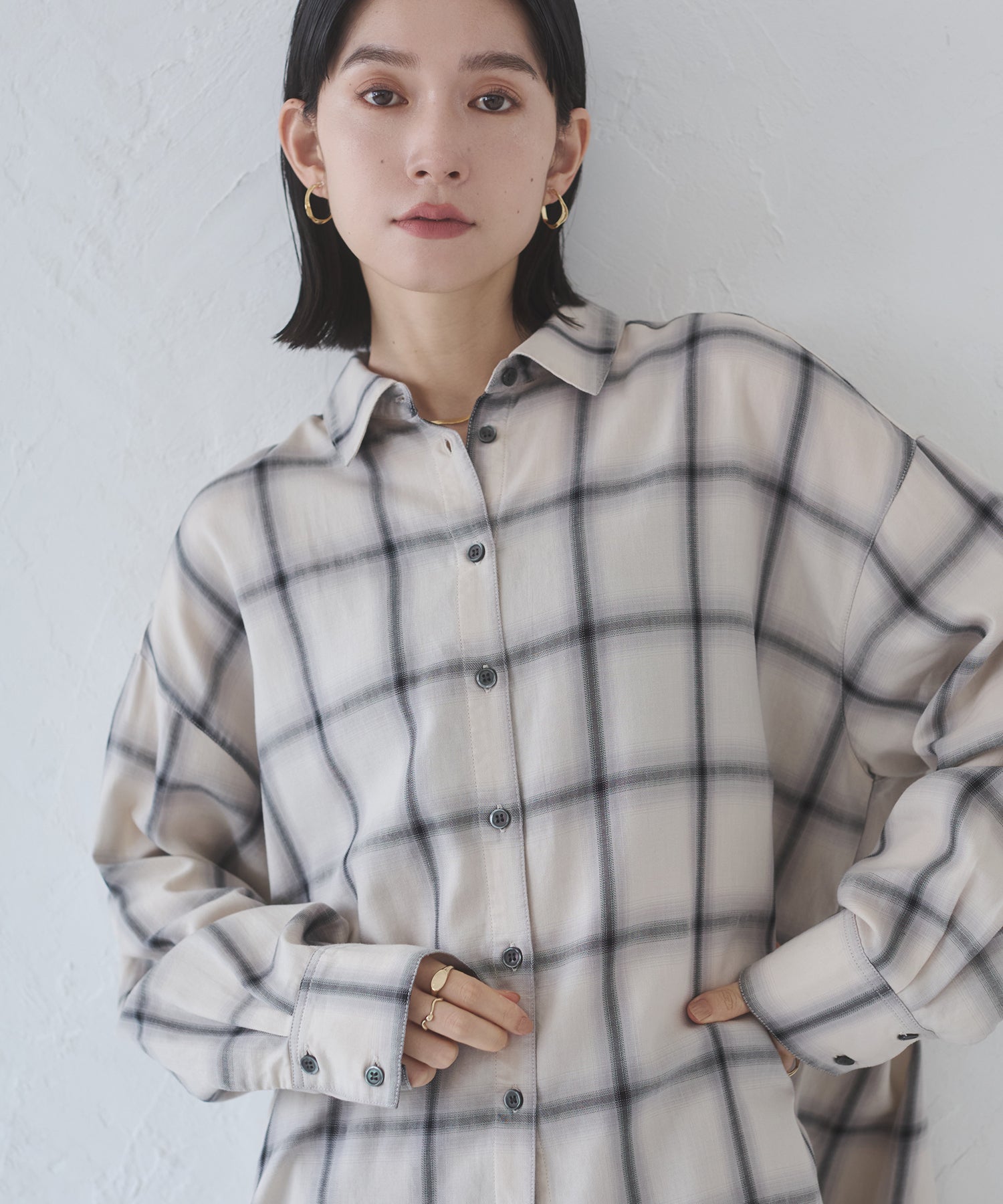 【新色追加】オンブレチェック オーバーシャツ