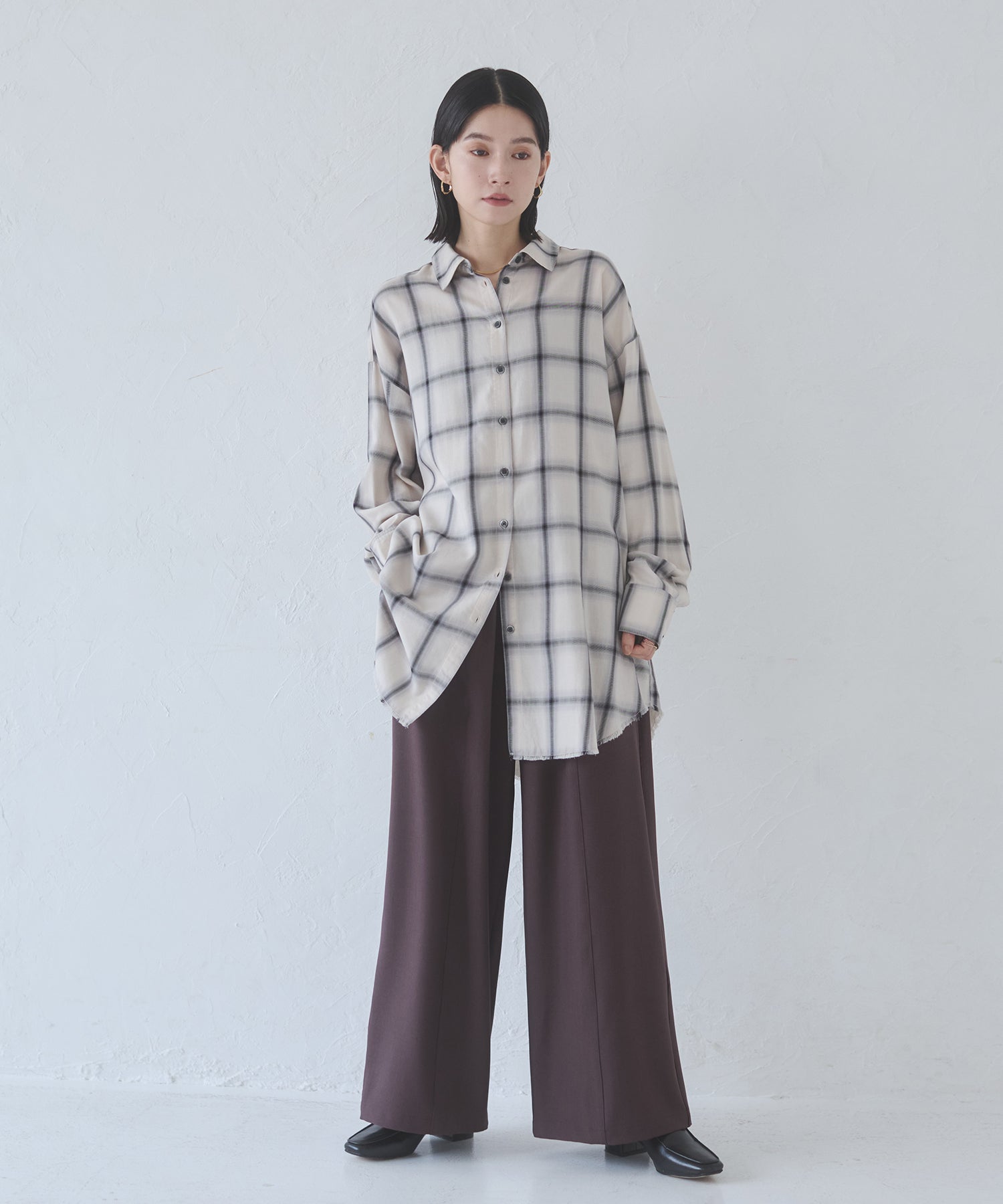 【新色追加】オンブレチェック オーバーシャツ