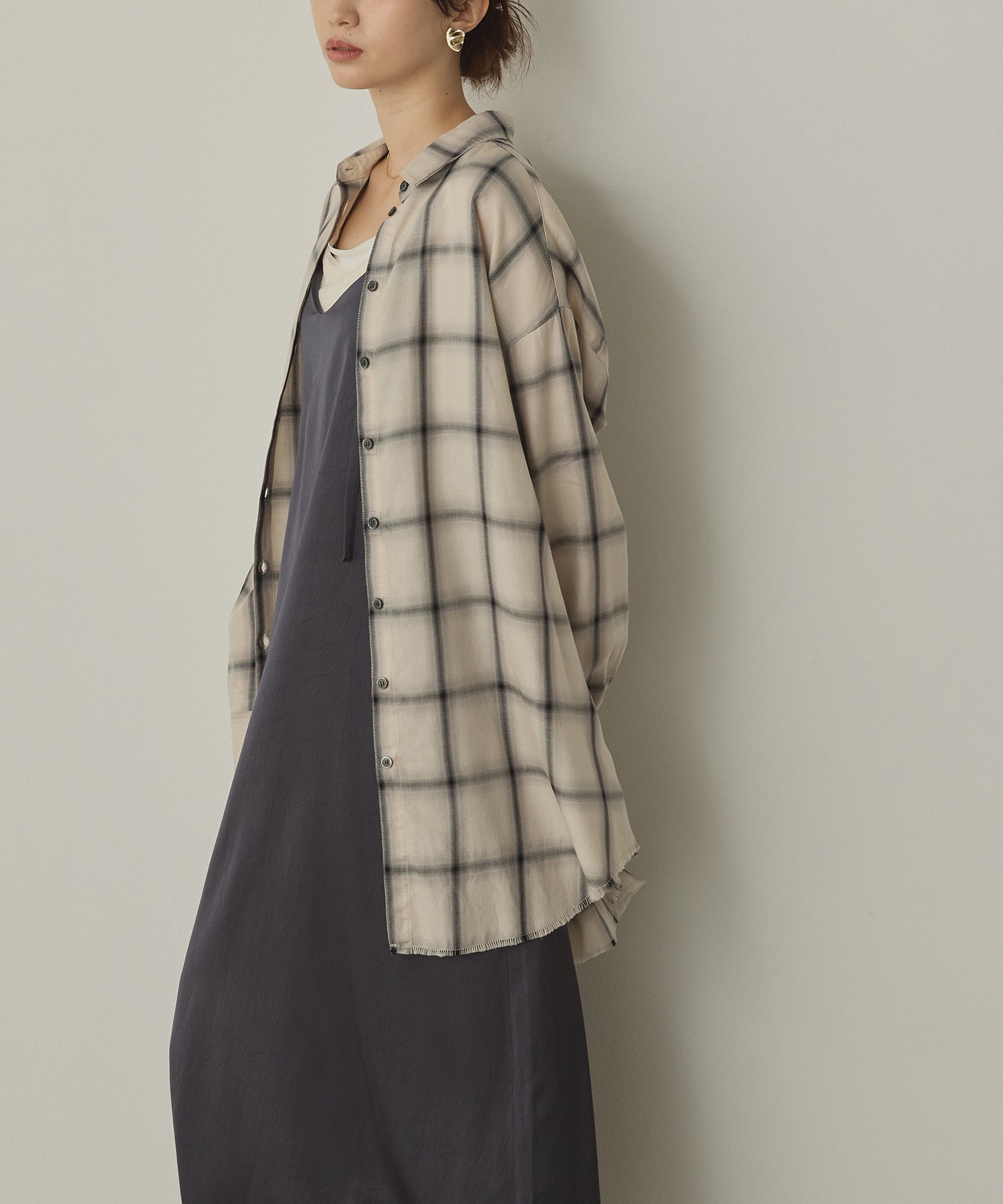 【新色追加】オンブレチェック オーバーシャツ