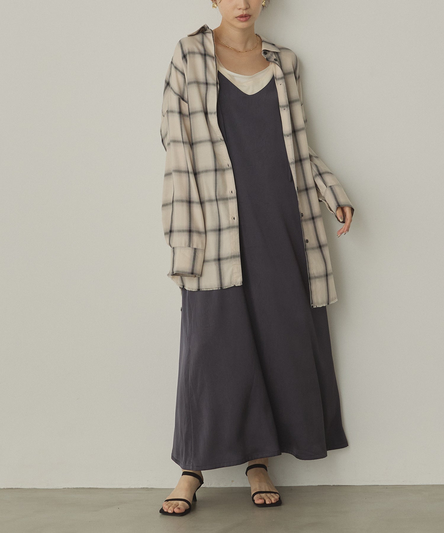 【新色追加】オンブレチェック オーバーシャツ