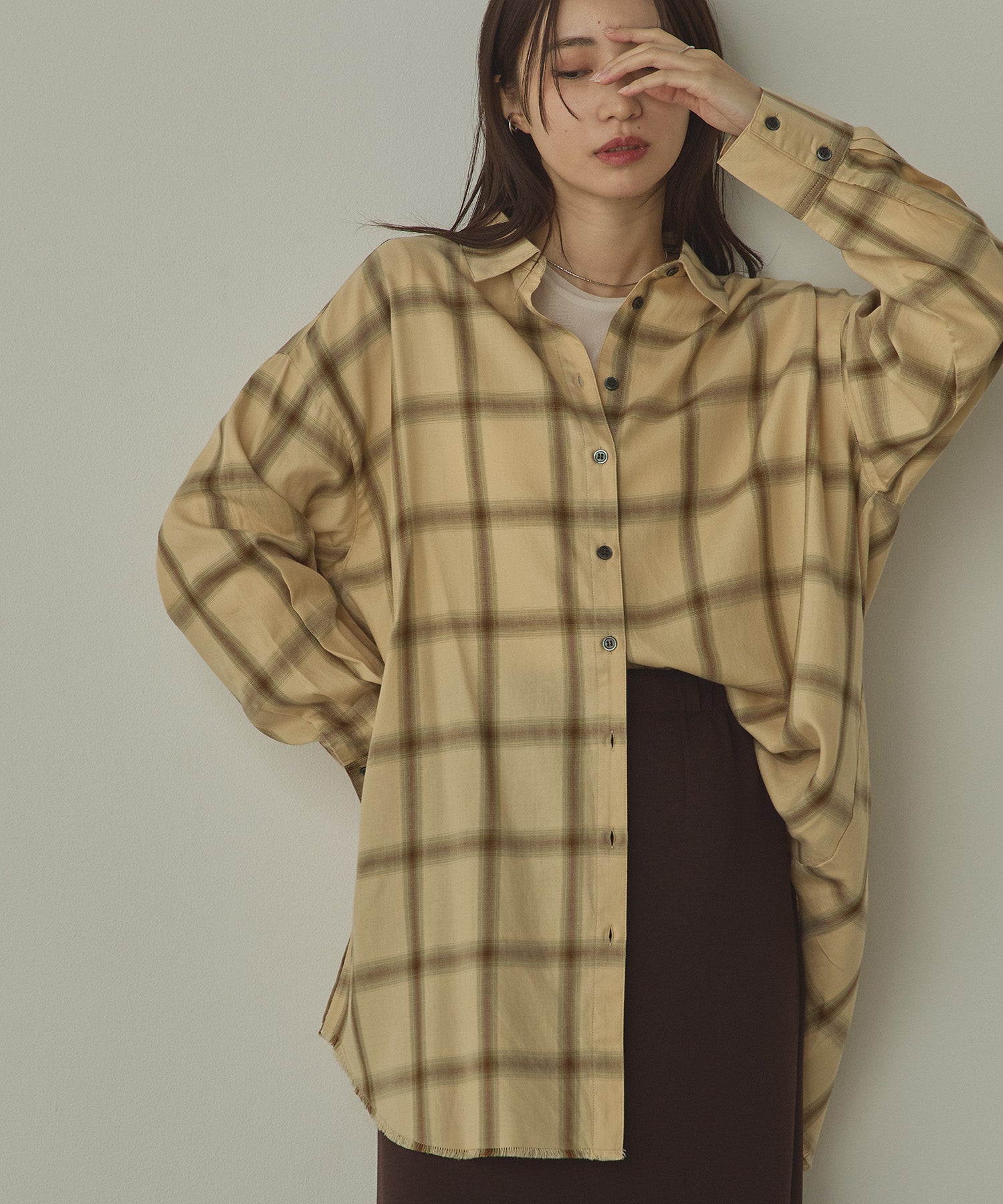 【新色追加】オンブレチェック オーバーシャツ