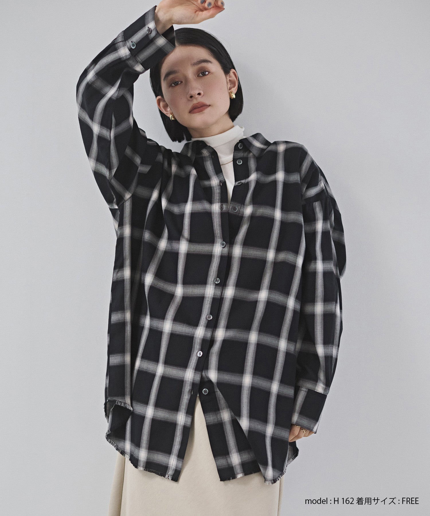 【新色追加】オンブレチェック オーバーシャツ