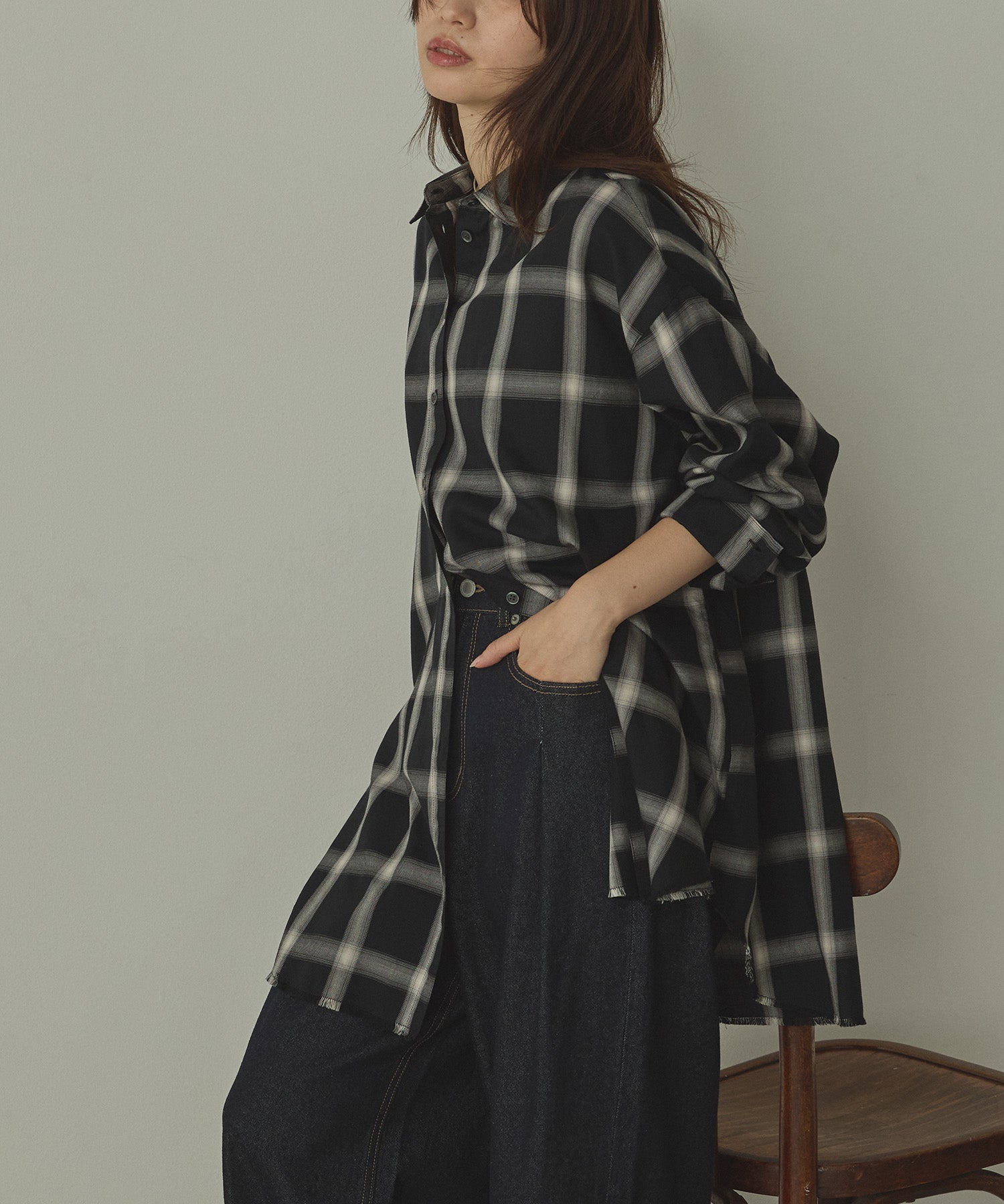 【新色追加】オンブレチェック オーバーシャツ