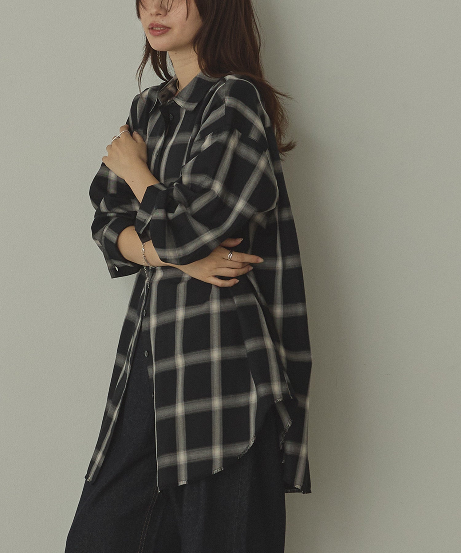 【新色追加】オンブレチェック オーバーシャツ