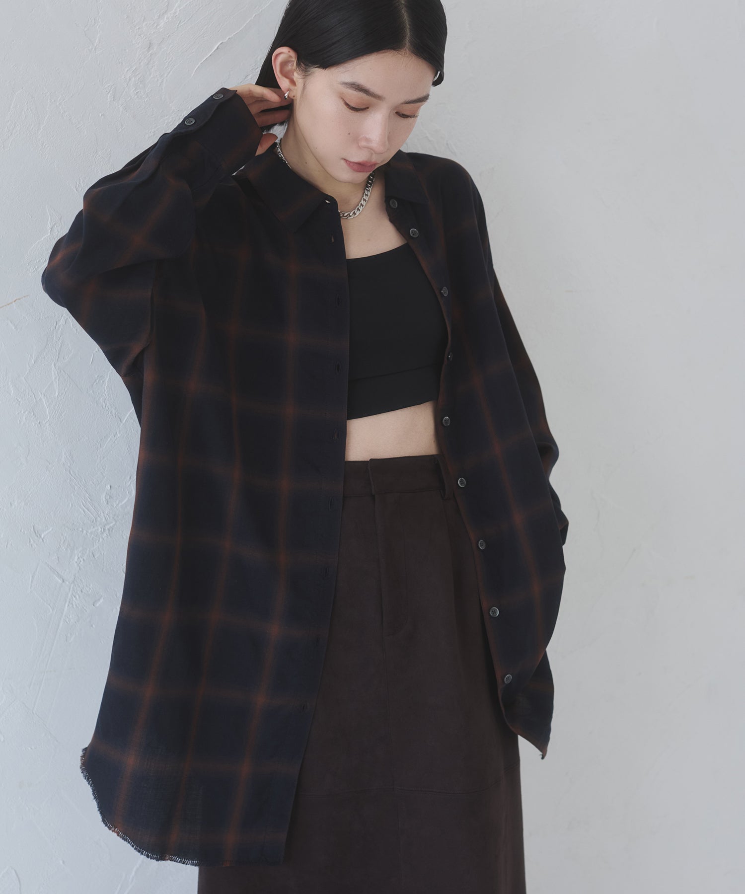 【新色追加】オンブレチェック オーバーシャツ