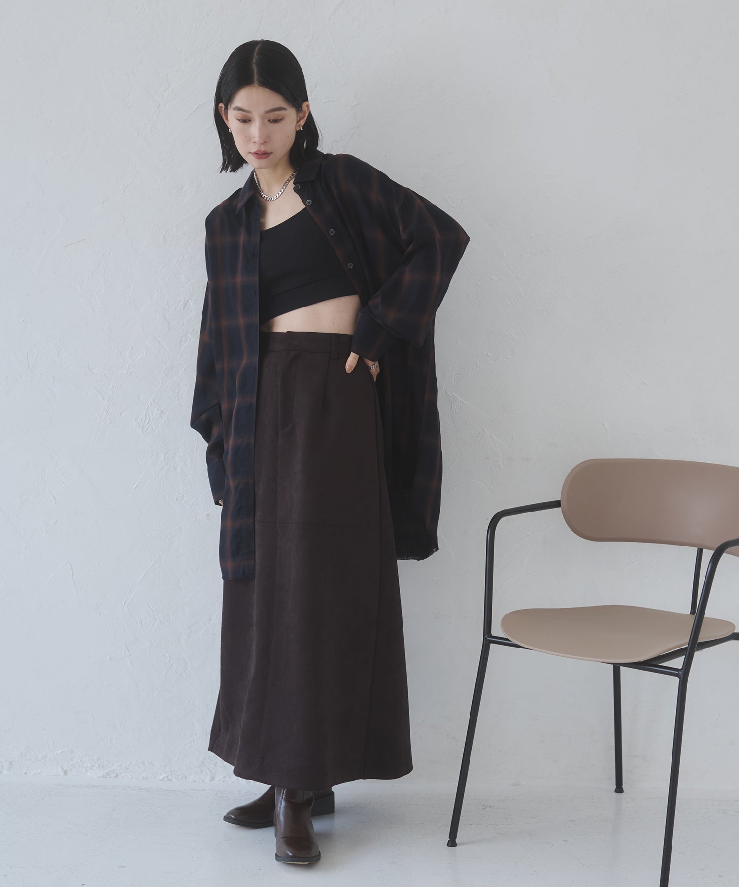 【新色追加】オンブレチェック オーバーシャツ