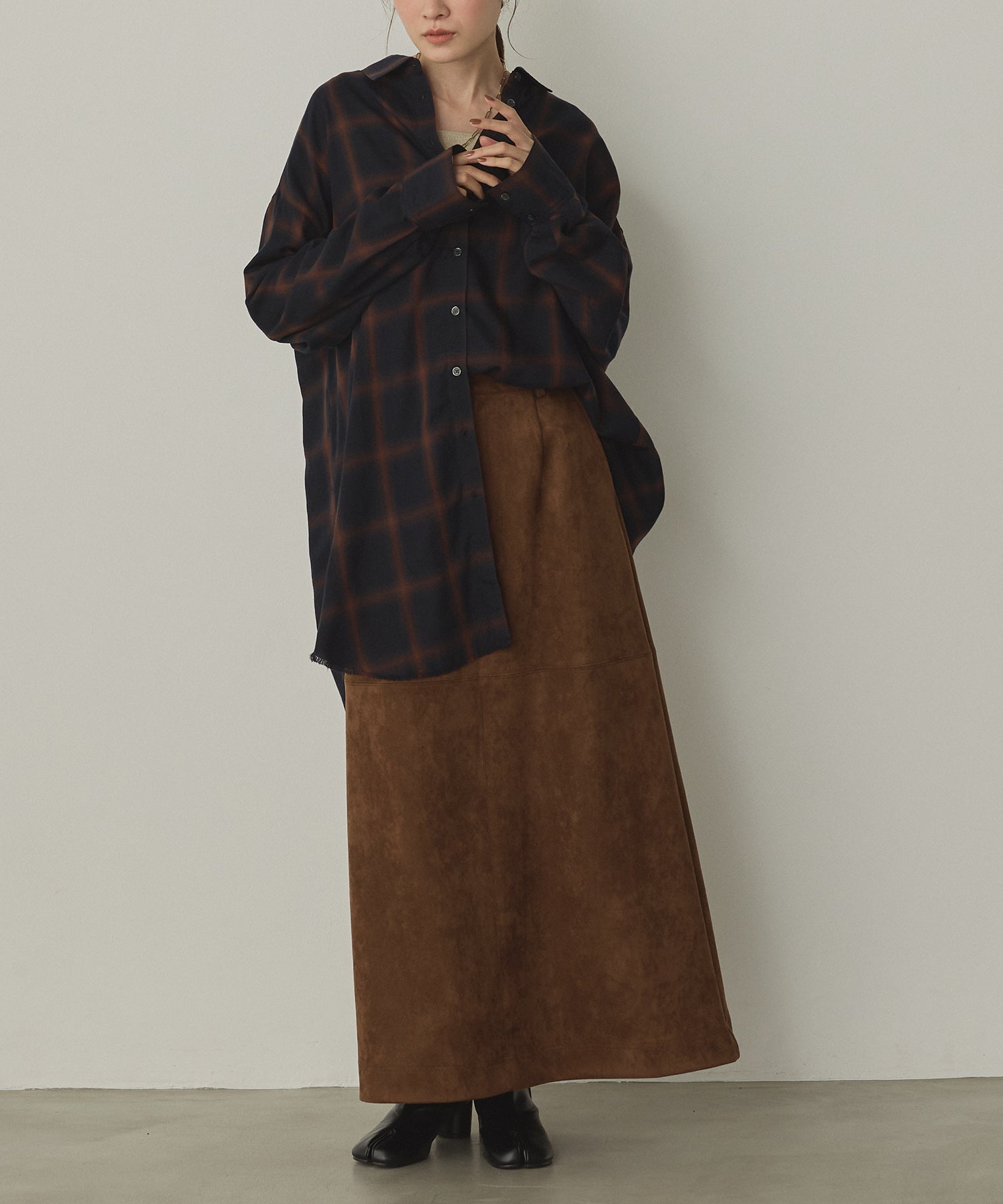 【新色追加】オンブレチェック オーバーシャツ