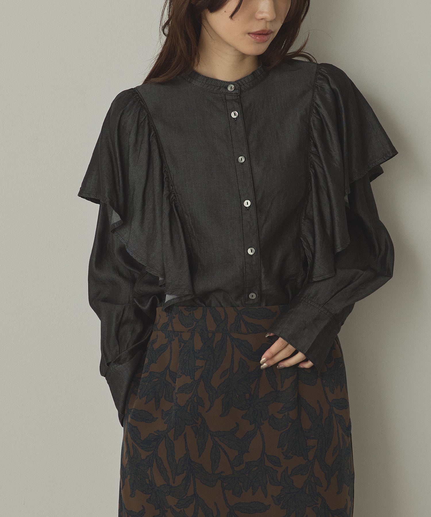 DENIM FRILL SHIRT