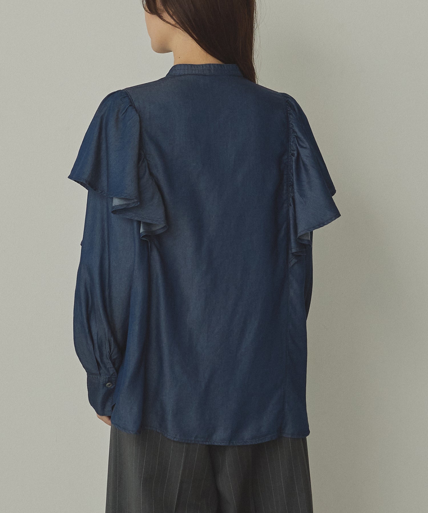 DENIM FRILL SHIRT