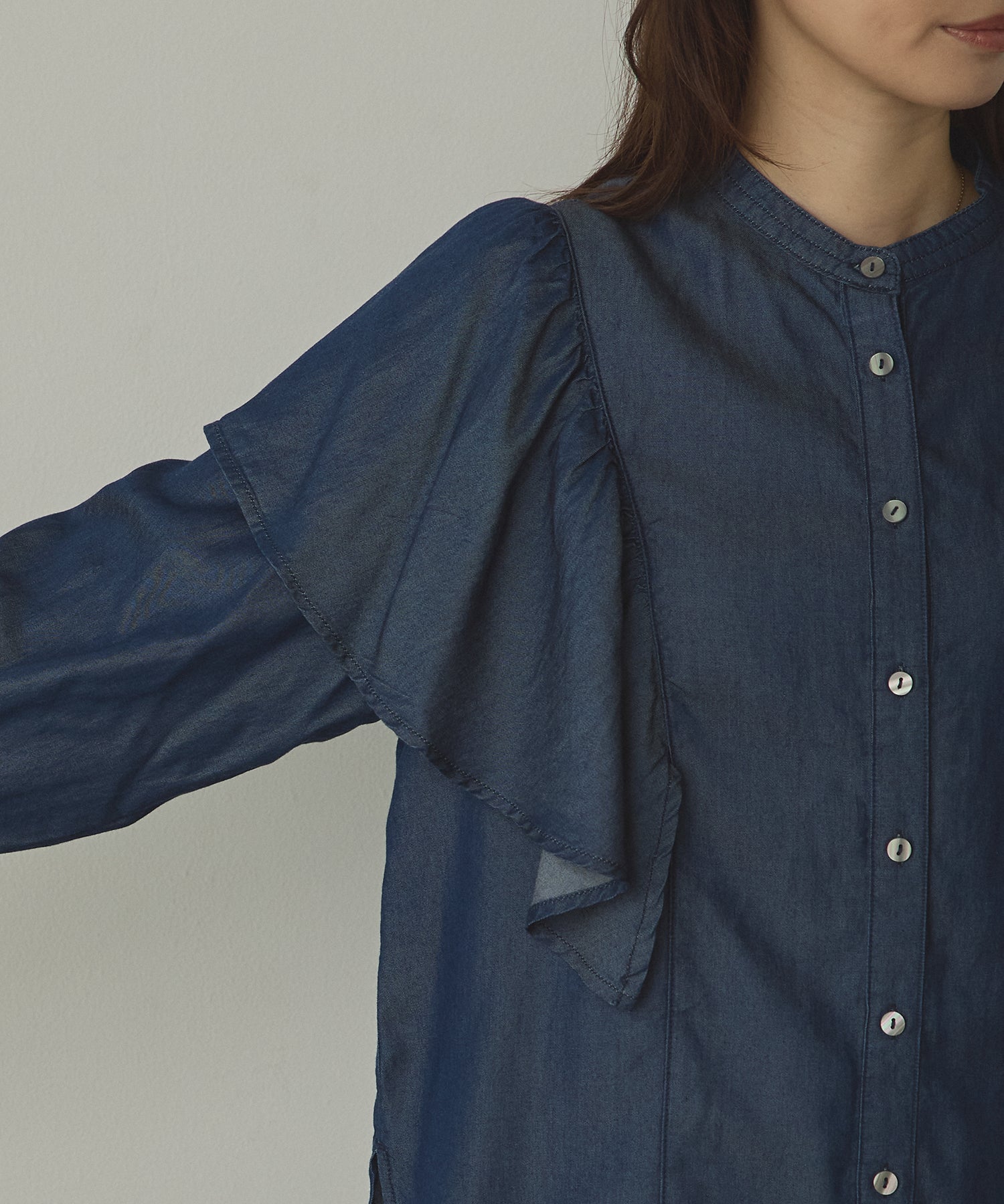 DENIM FRILL SHIRT