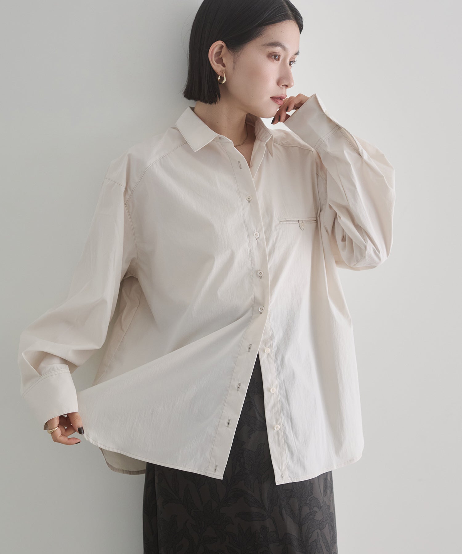 ポリエステルブロード 丈2WAYシャツ