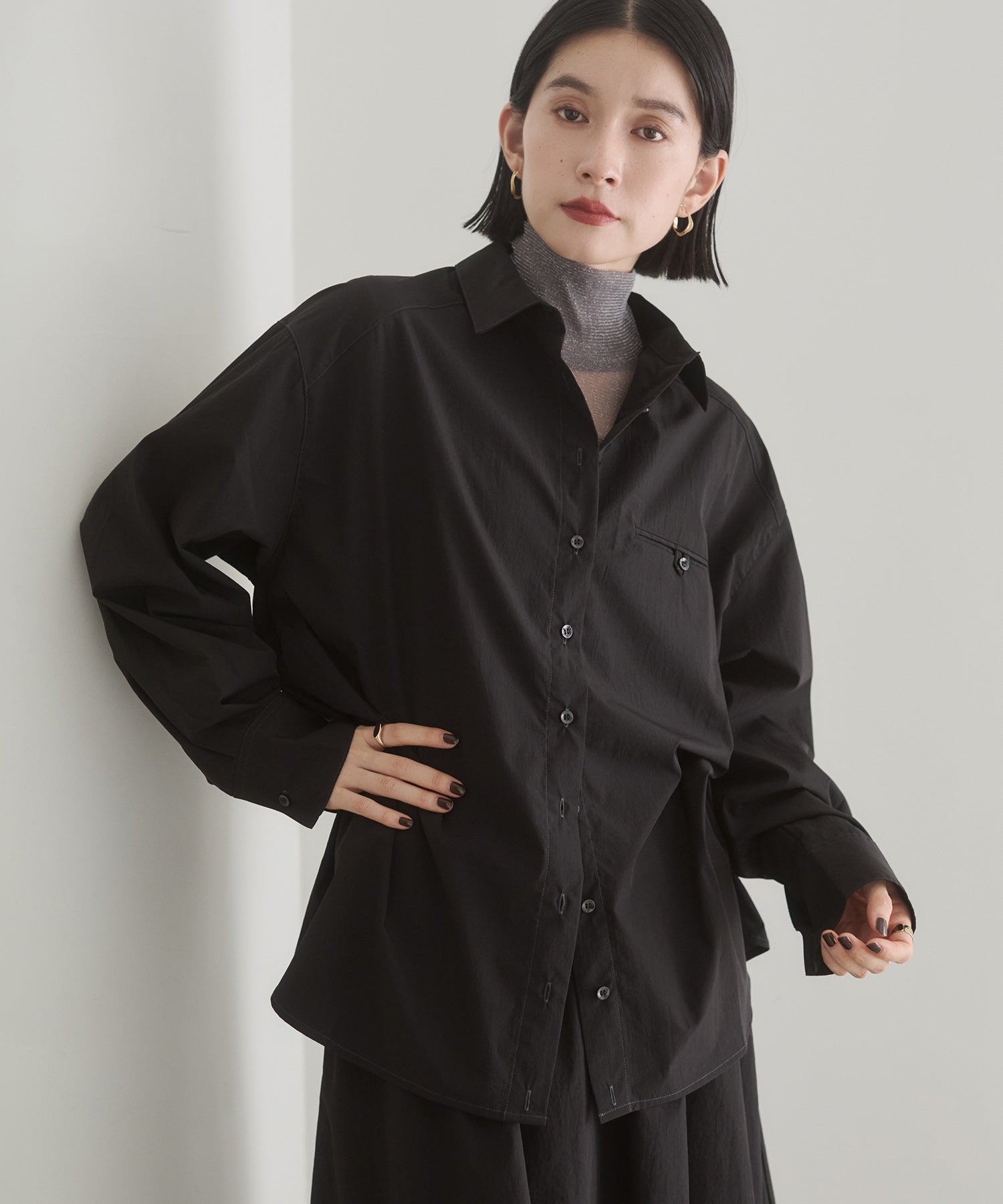 ポリエステルブロード 丈2WAYシャツ