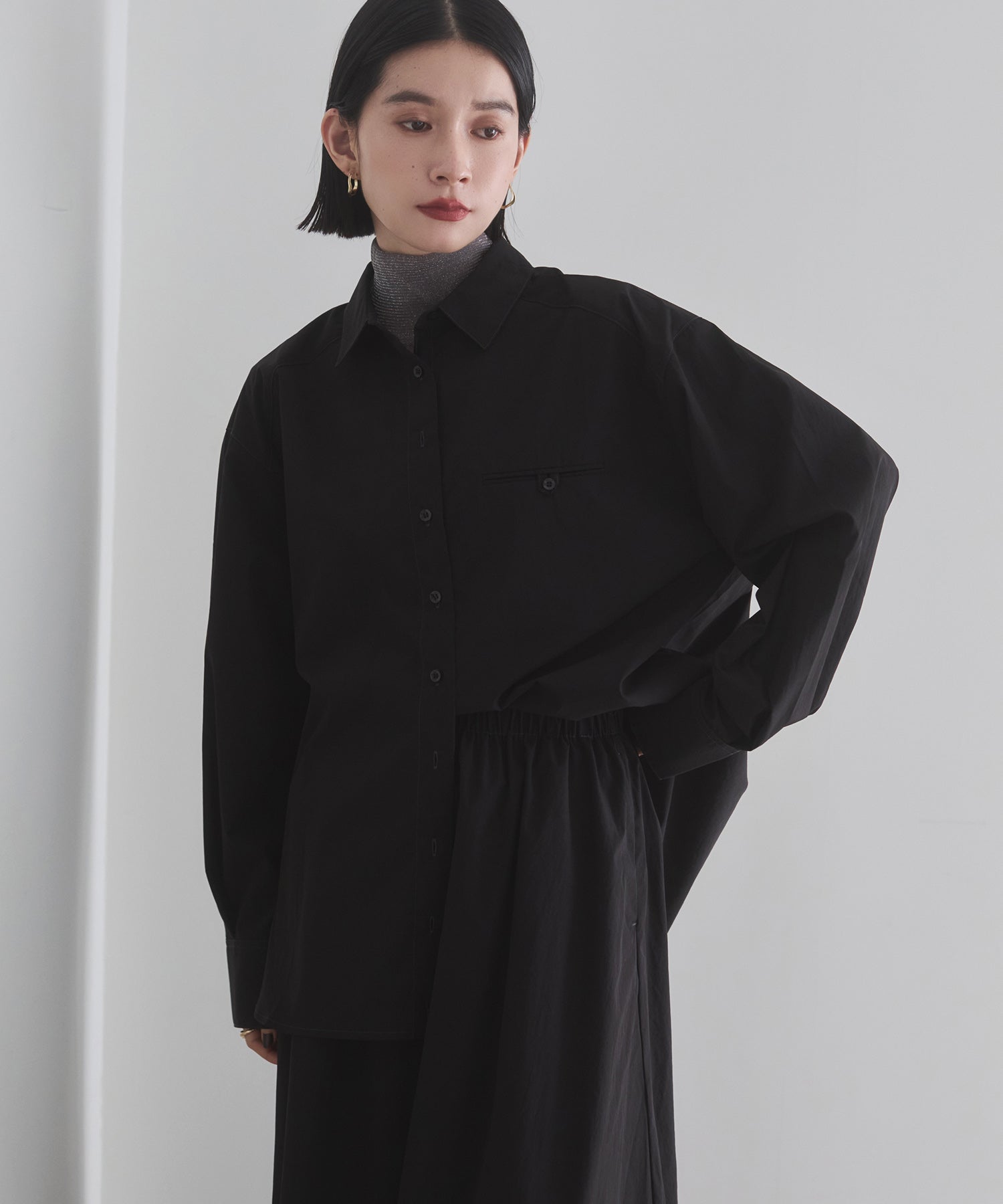 ポリエステルブロード 丈2WAYシャツ