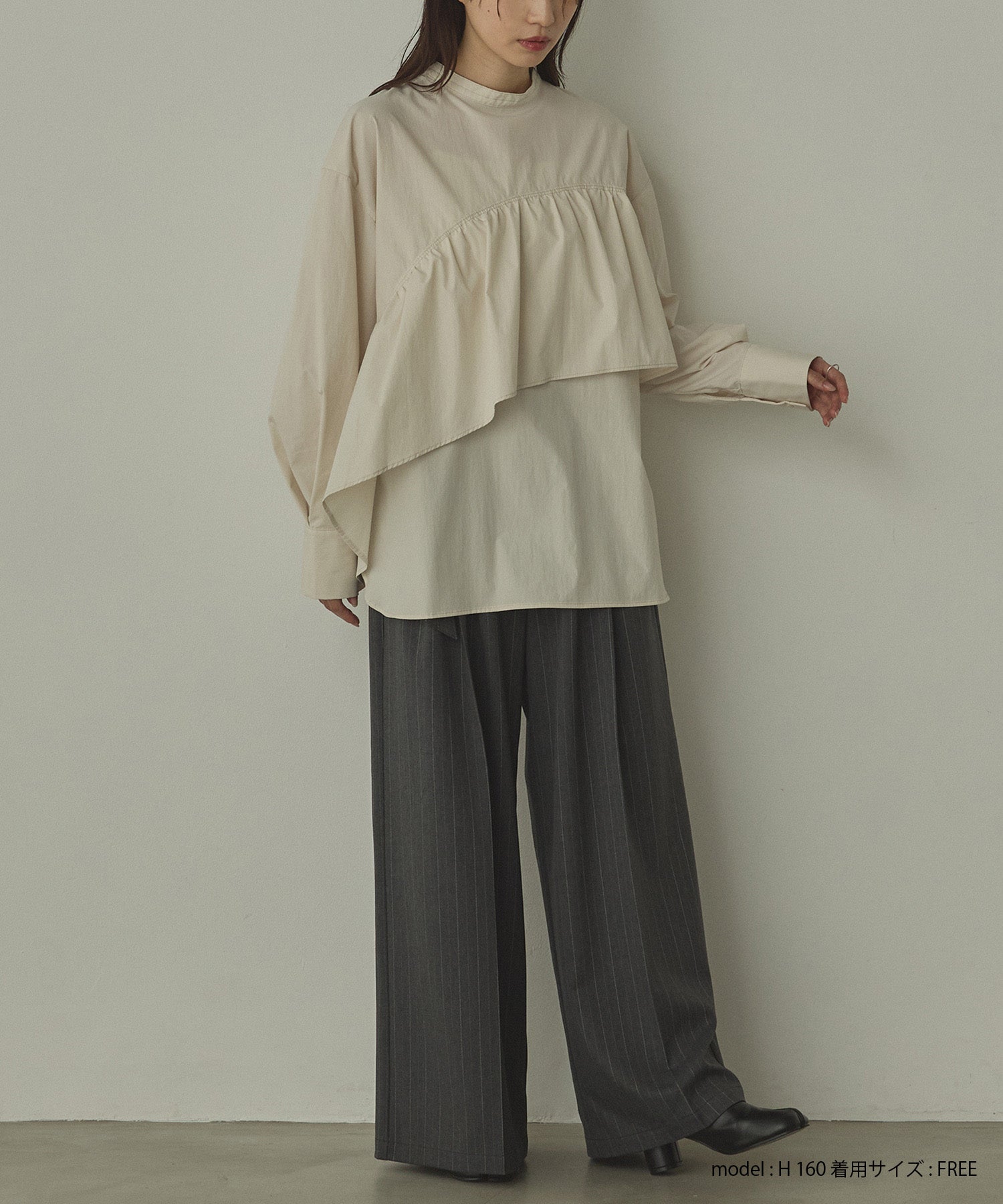 ポリエステルブロード 前後2WAYフリルシャツ