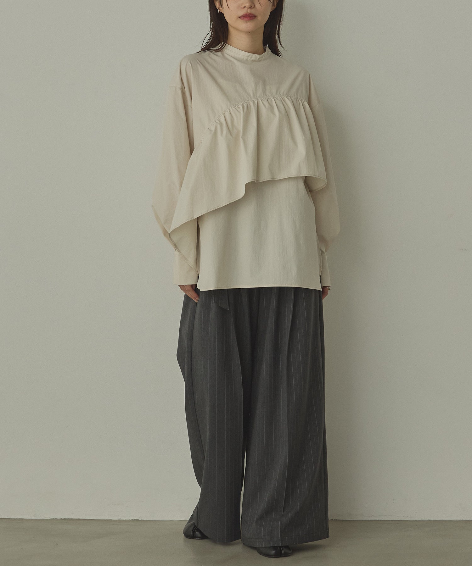 POLYESTER 2WAY FRILL SHIRT