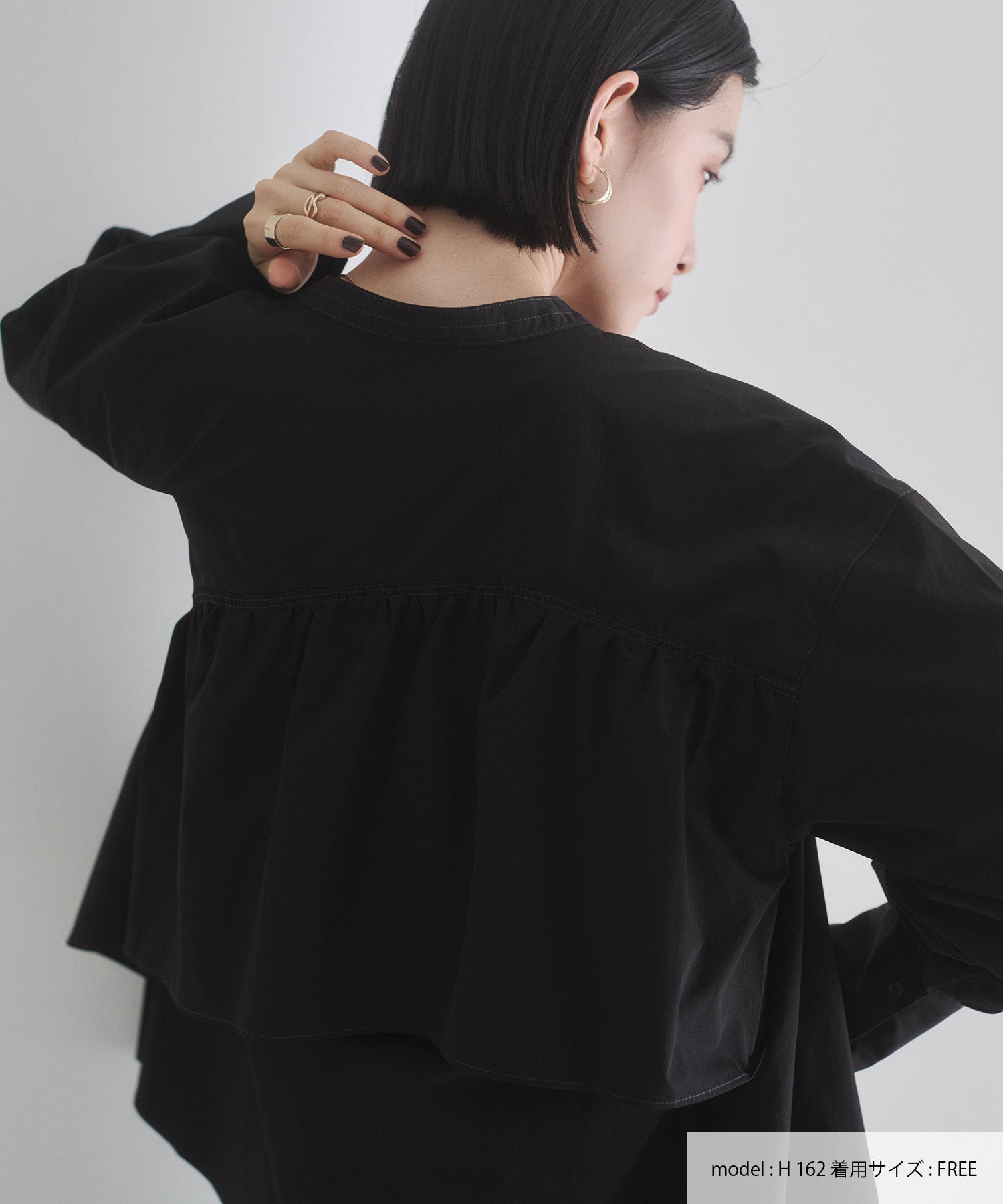 ポリエステルブロード 前後2WAYフリルシャツ