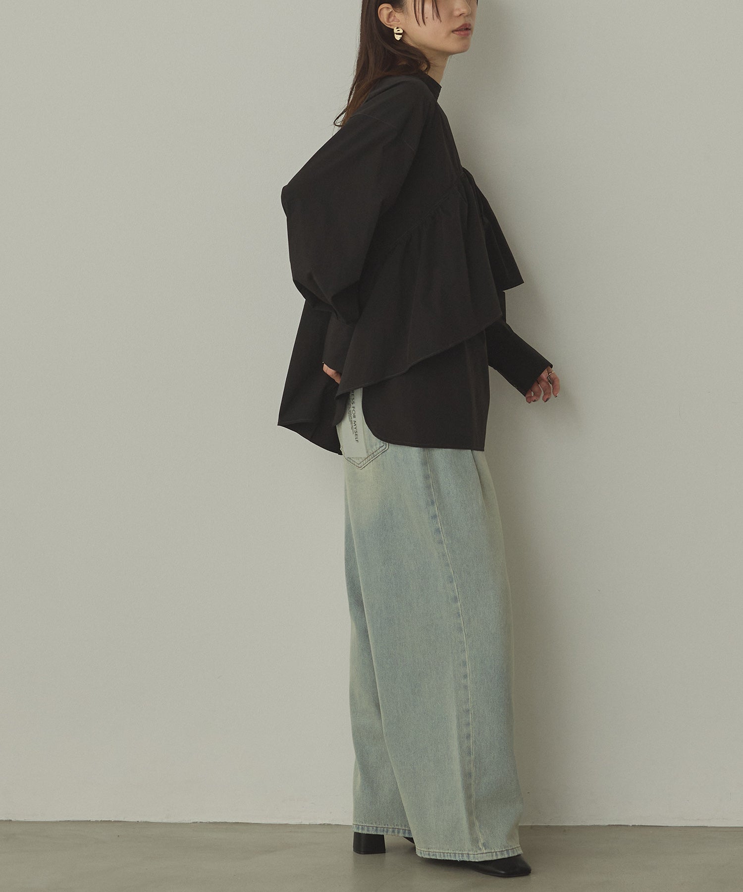 POLYESTER 2WAY FRILL SHIRT