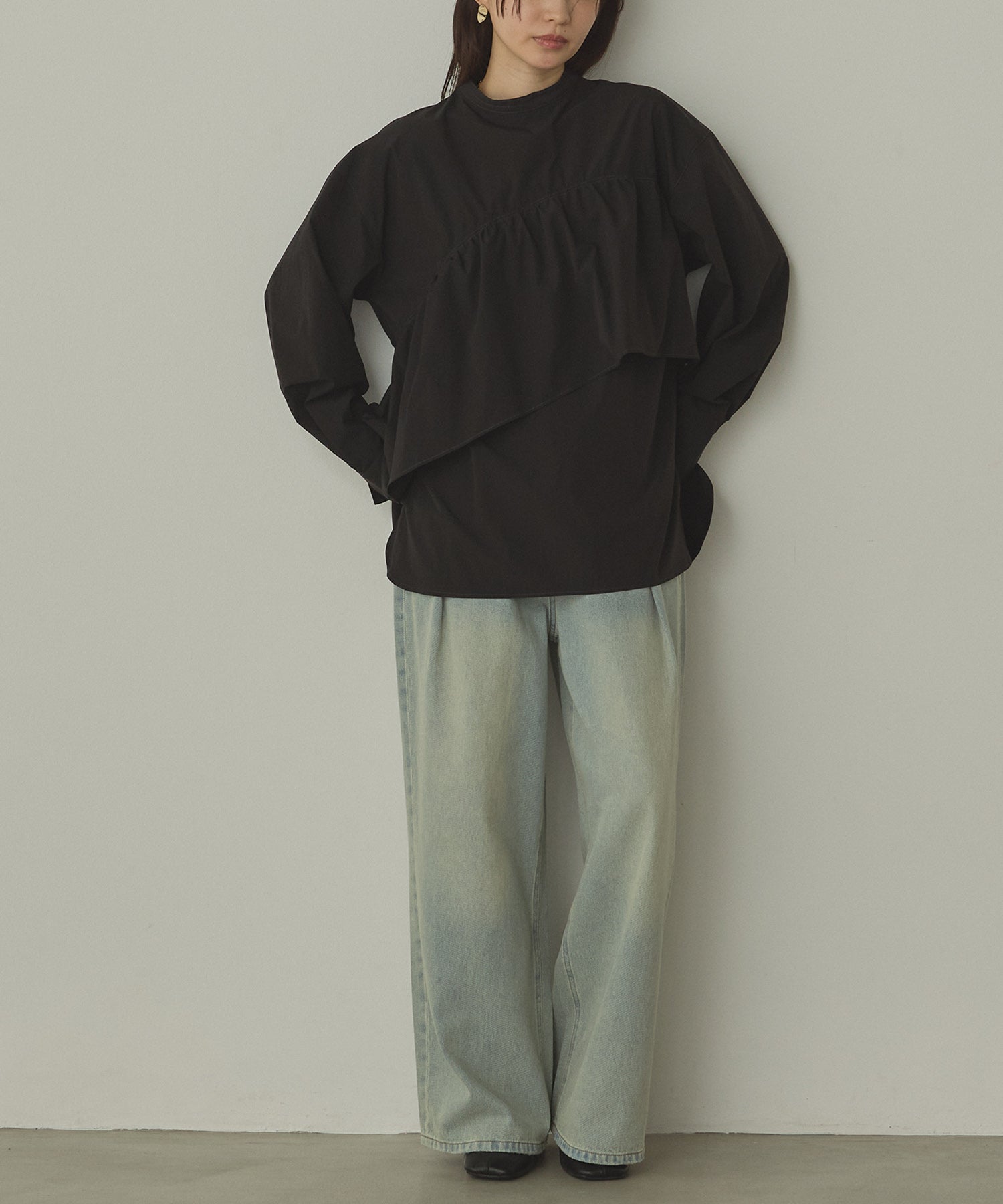 POLYESTER 2WAY FRILL SHIRT