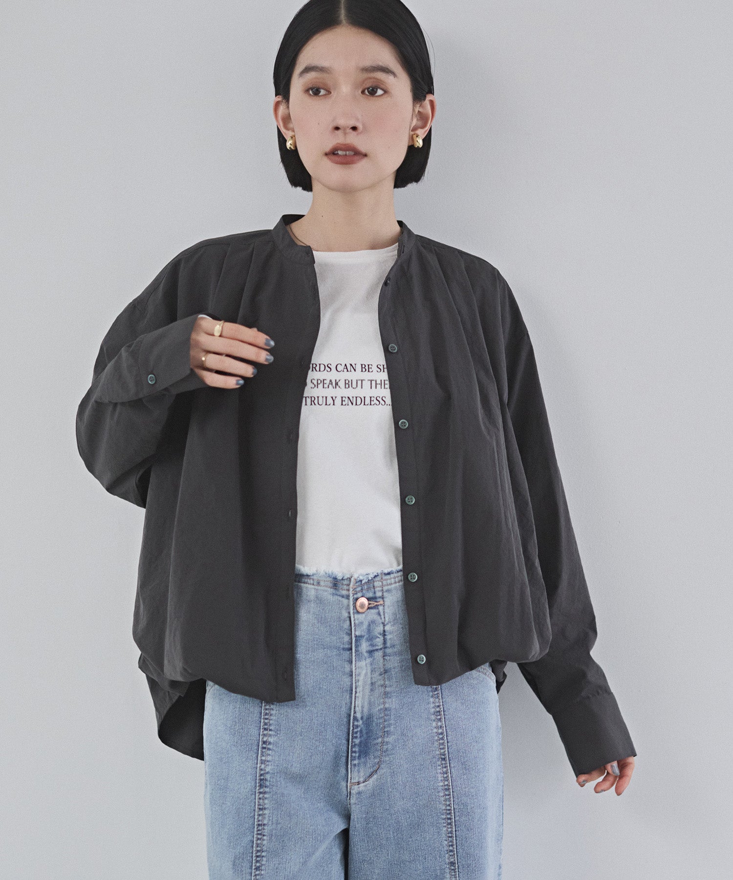 ポリエステルブロード バルーンシャツ