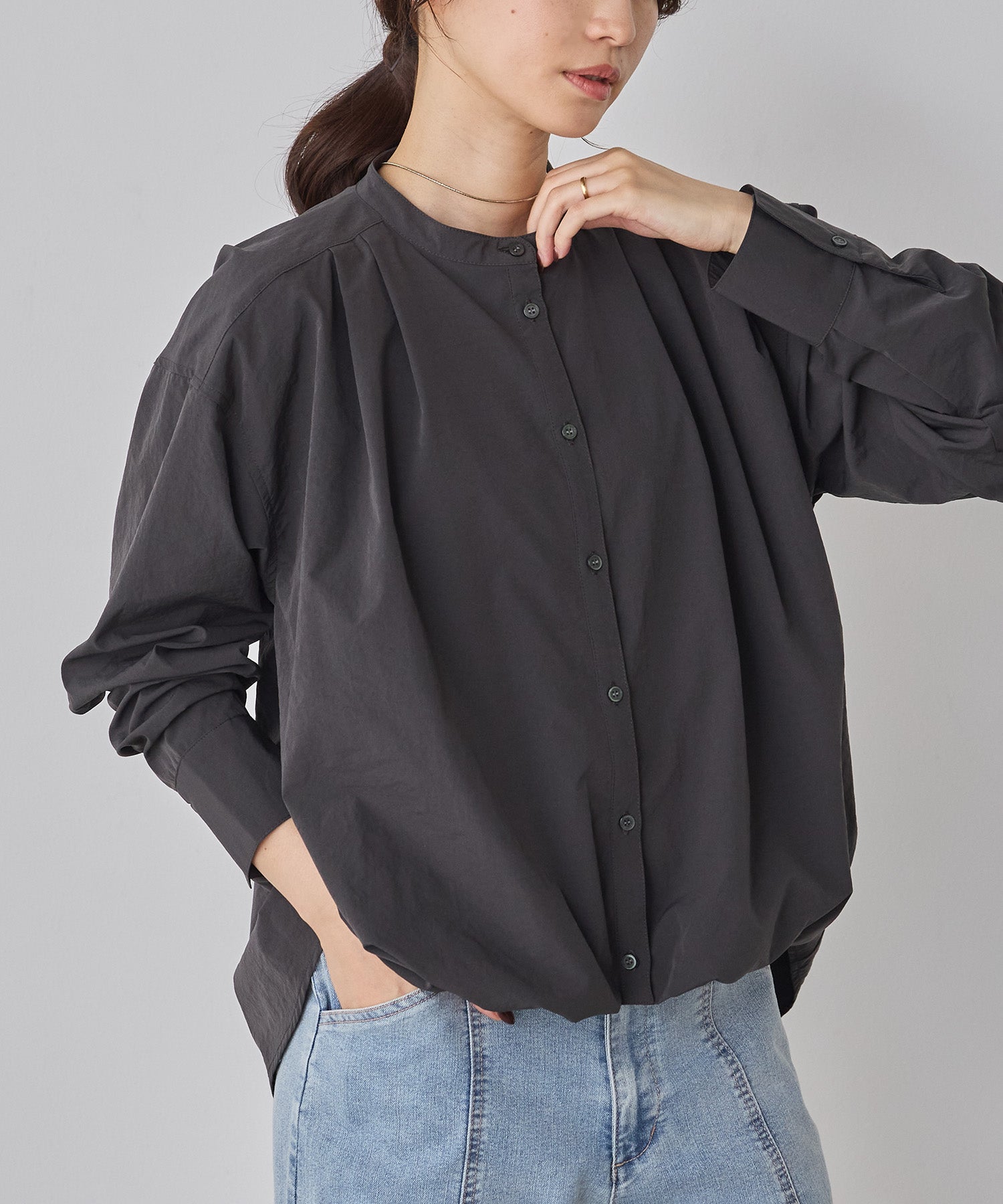 ポリエステルブロード バルーンシャツ